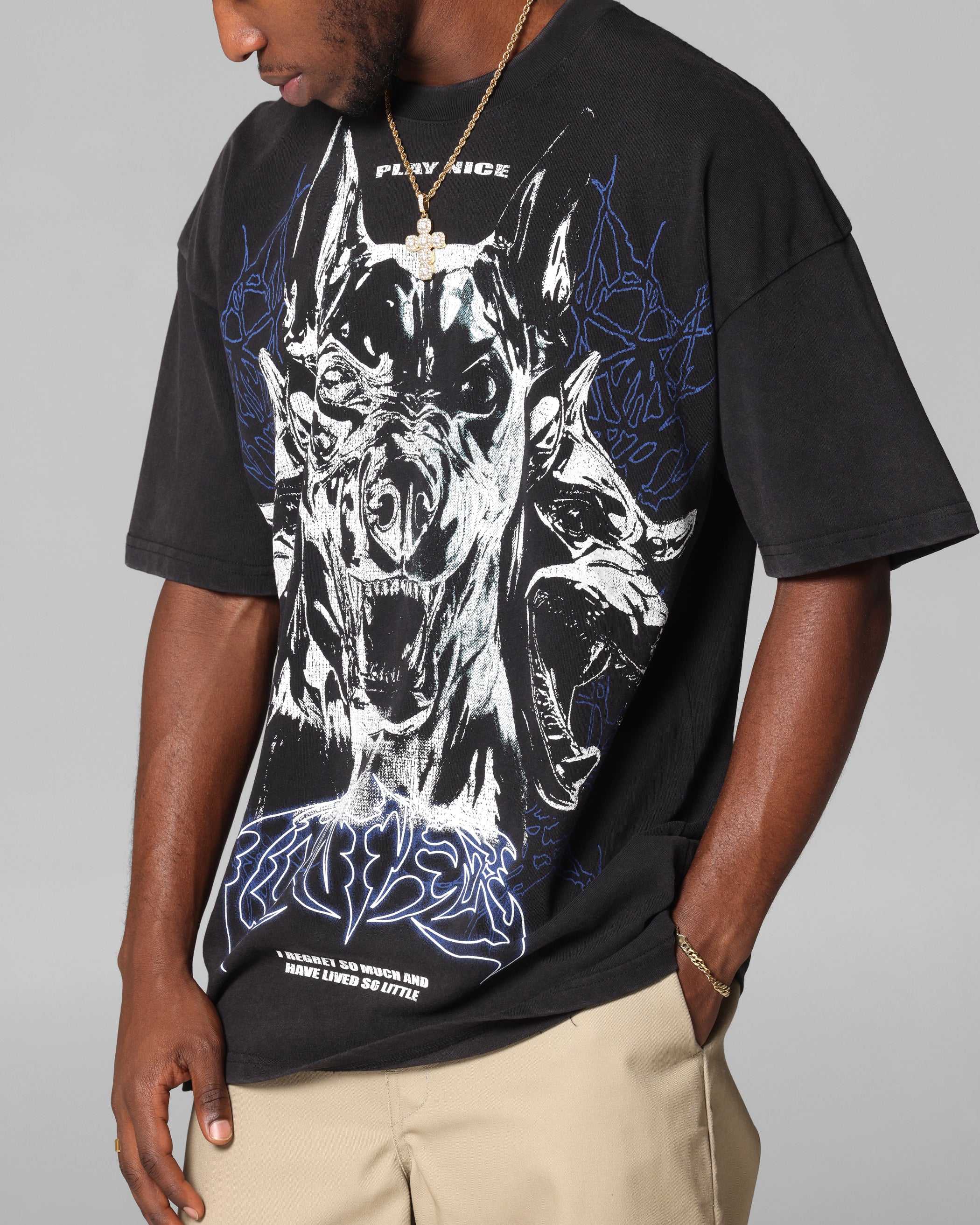 Loiter Dog Pound Vintage T-Shirt Black Acidwash、mySite、zt4zffjzw