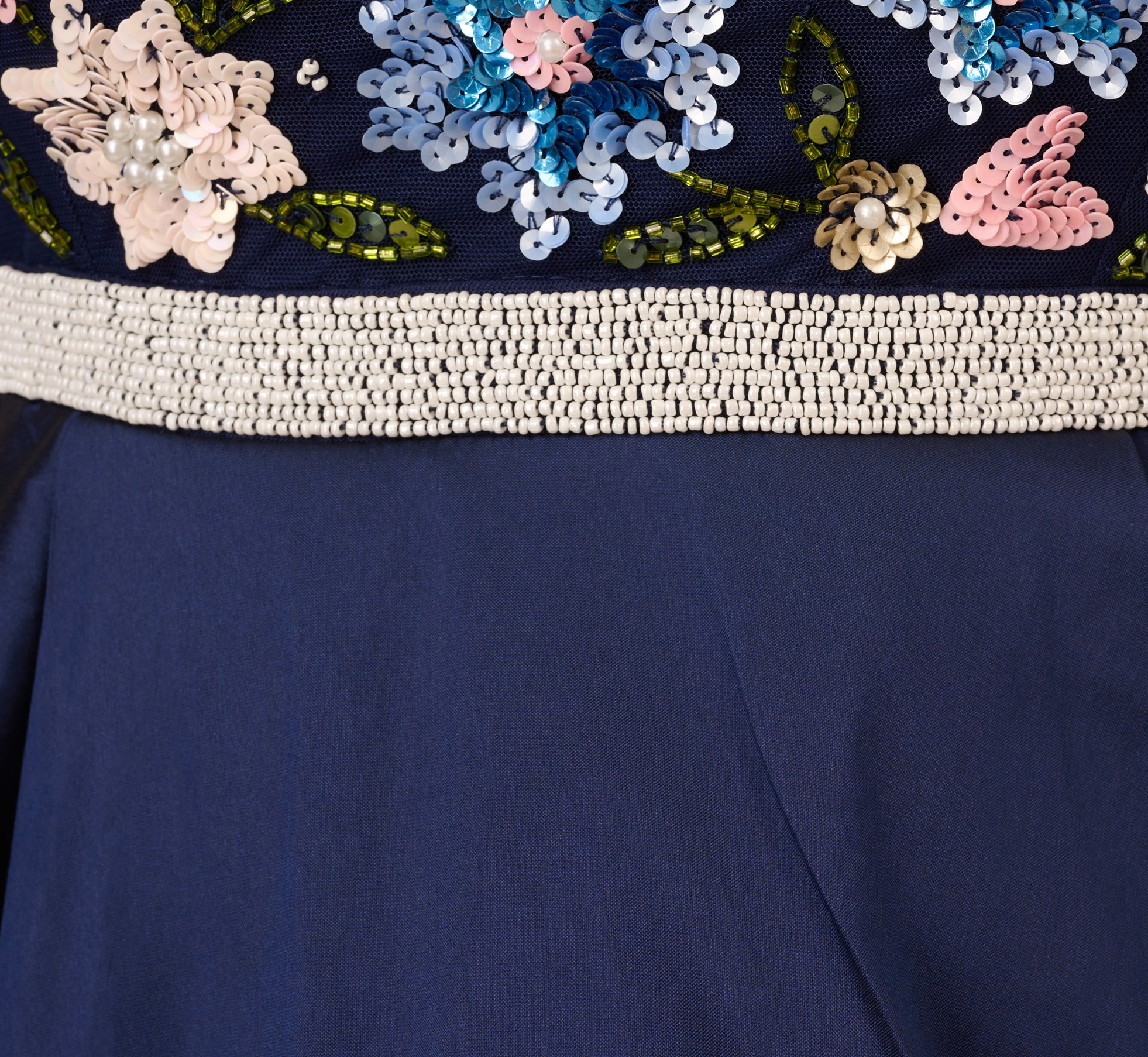 Cap Sleeve Beaded Gown With Taffeta High Low Skirt In Light Navy、mySite、solidvoid