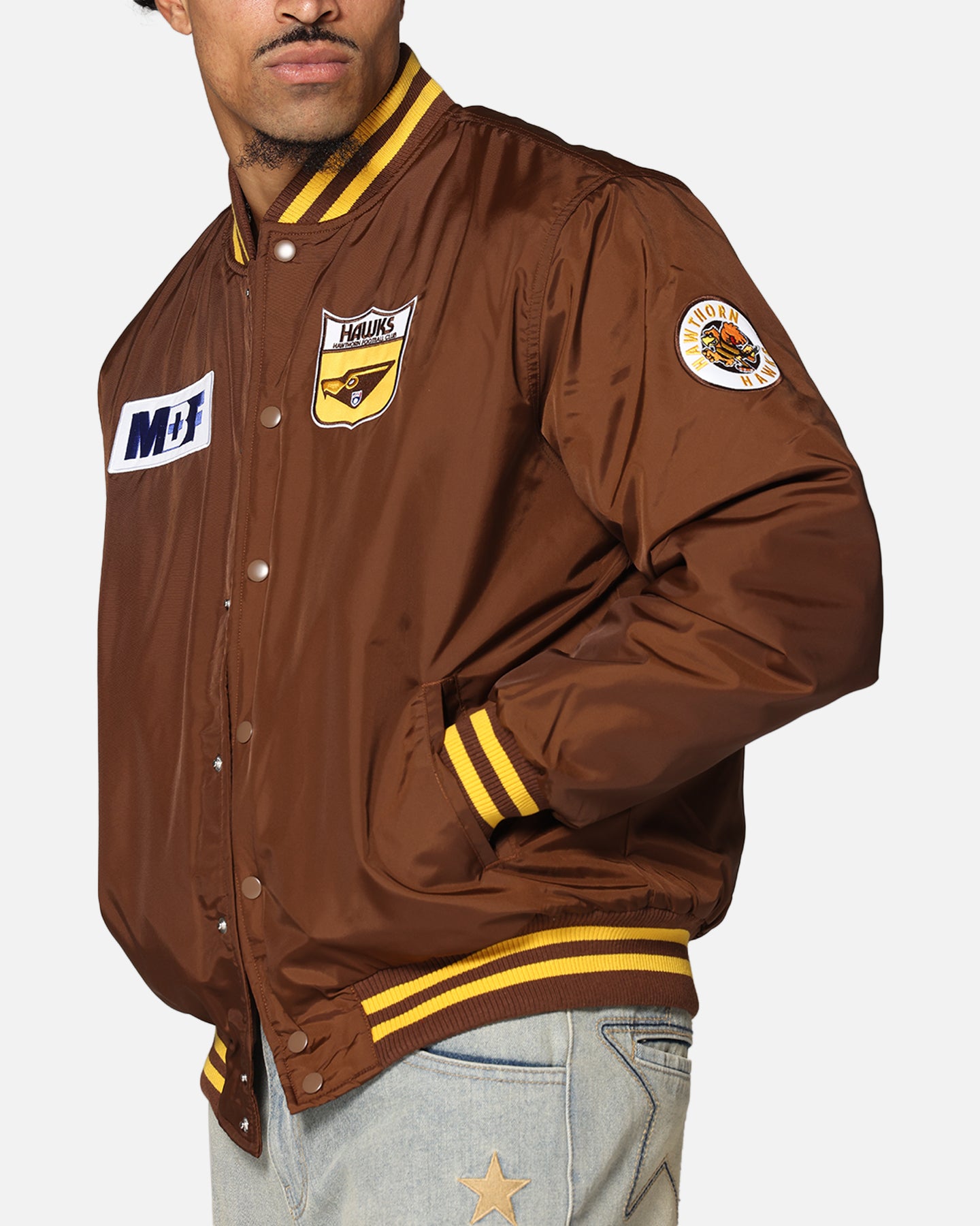 Mitchell & Ness Hawthorn Hawks Team Bomber Jacket Brown、mySite、zt4zffjzw