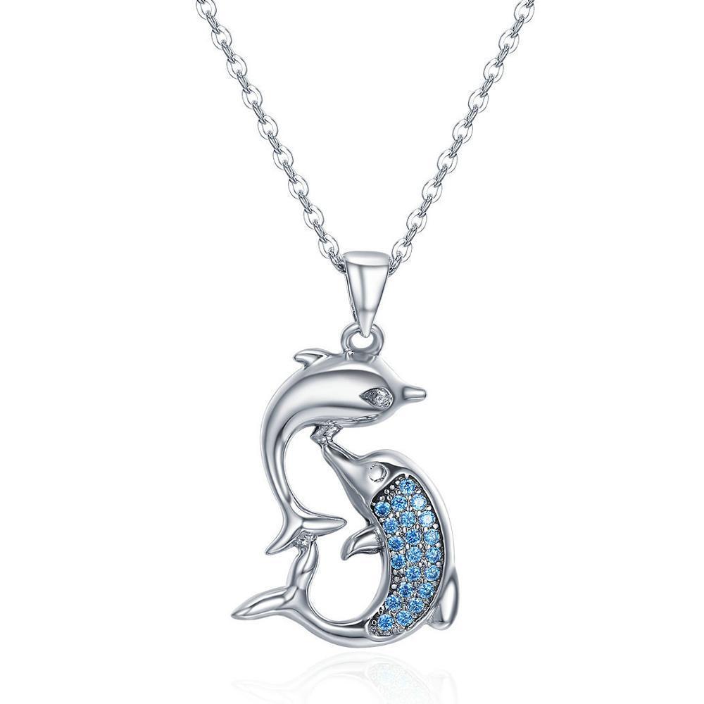 Dolphin Necklaces (4 Styles) in 925 Silver with Blue Cubic Zirconia、mySite、g9winljtr