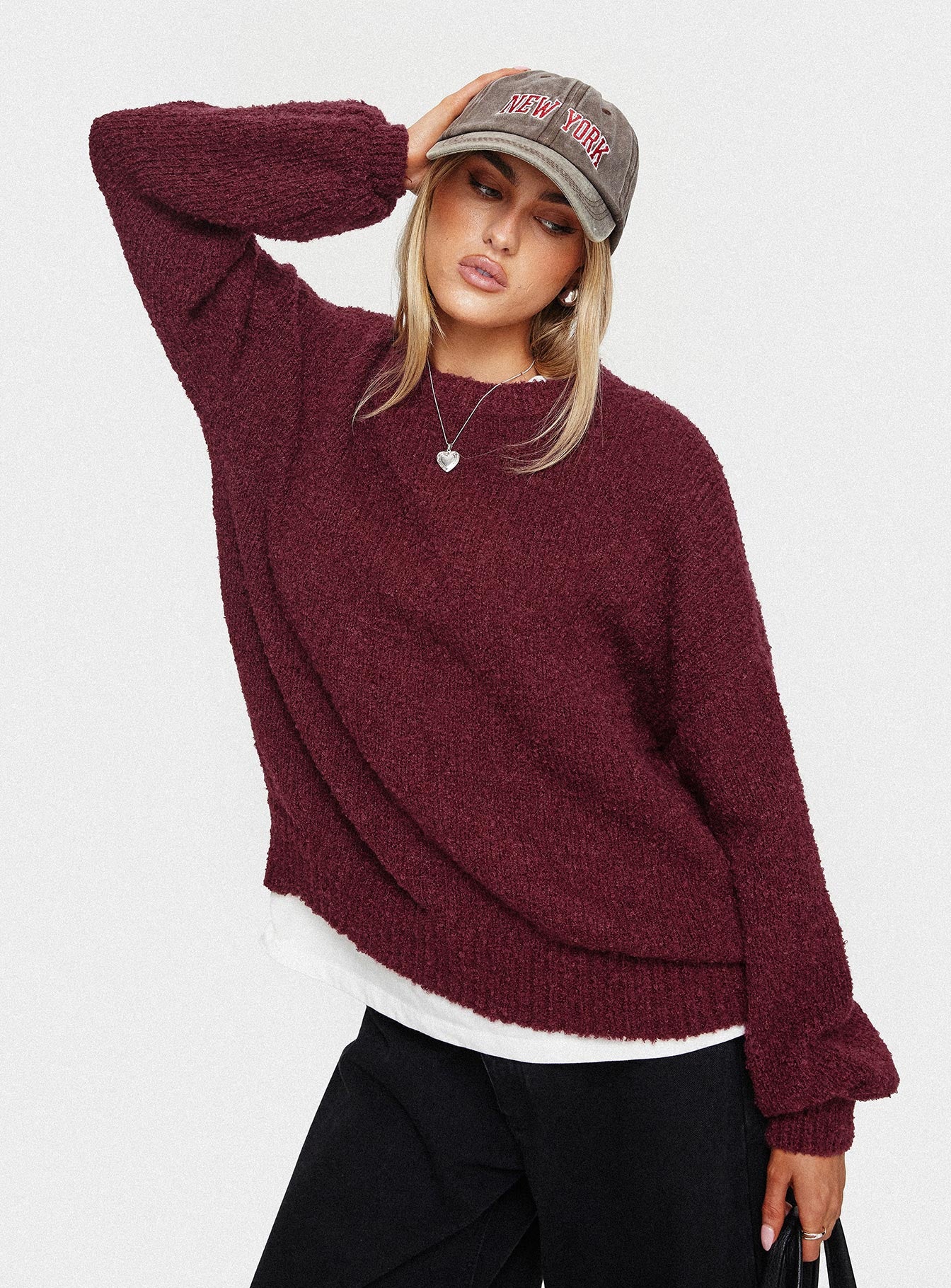 Niomie Knit Sweater Burgundy、mySite、solidvoid