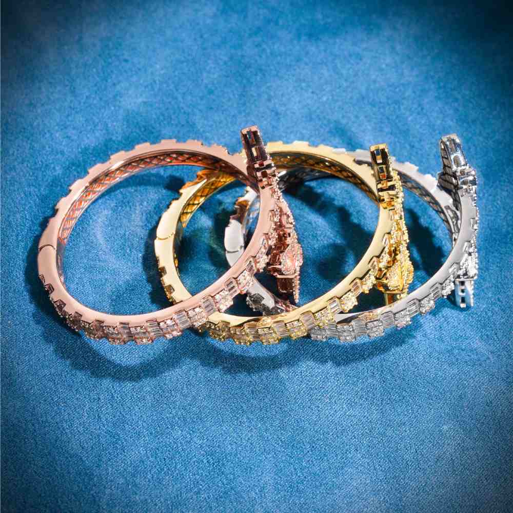 Butterfly Baguette Moissanite Bangle Bracelet 14K Gold、mySite、hinf8tx79