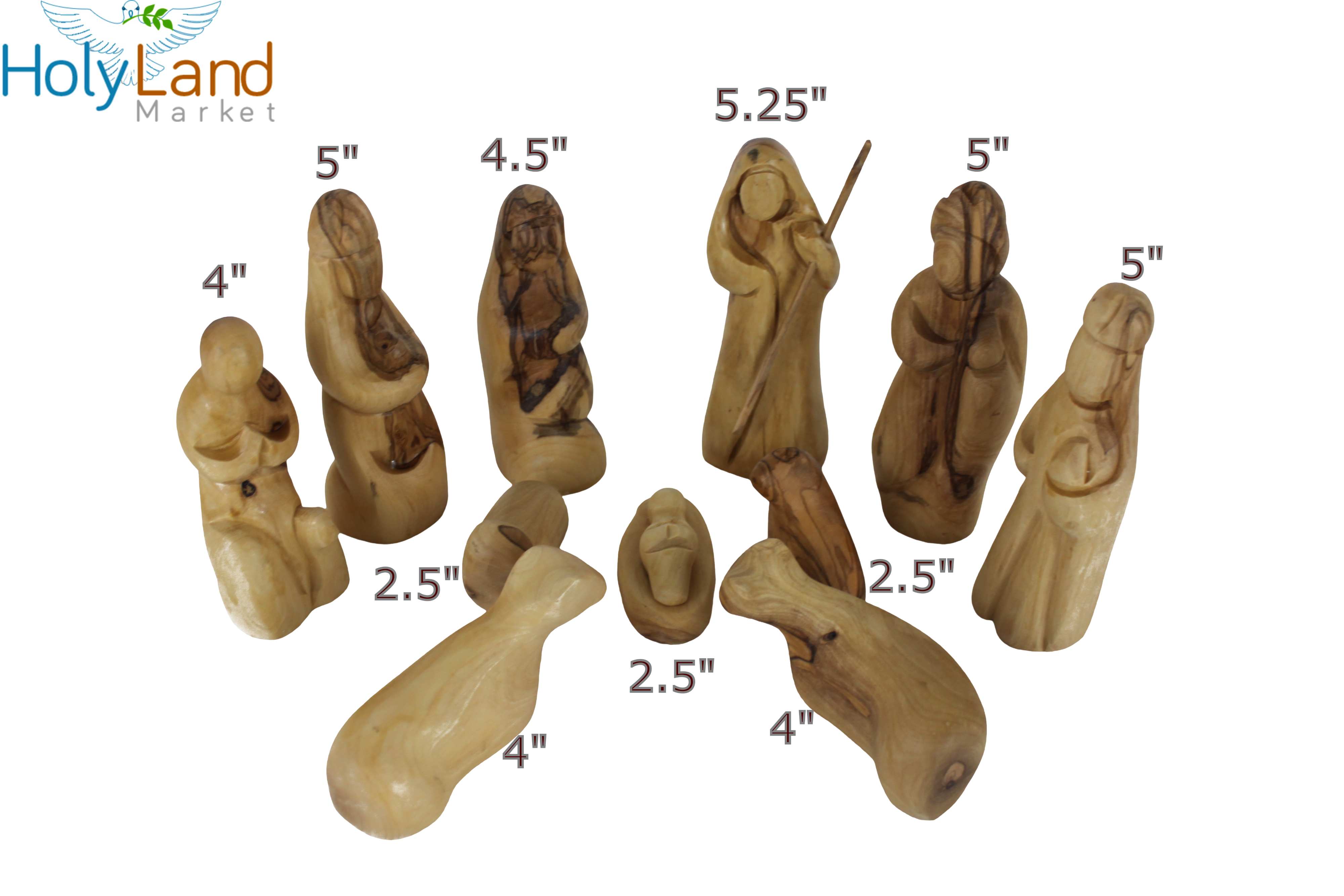Holy Land Market Olive Wood Nativity Set - Inspirational Christmas Decorations Indoor | Hand-Carved Modern Abstract Style | Perfect Christmas Table Decor | Authentic Bethlehem Craft、mySite、topwebapps