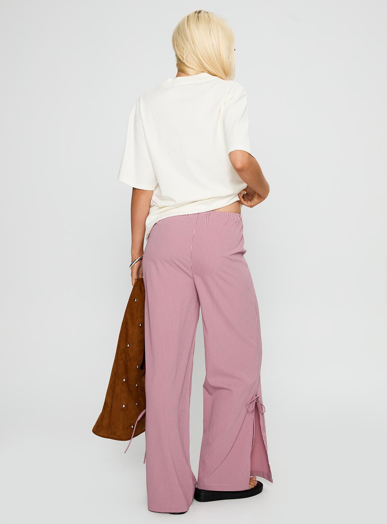 Jinxie Tie Side Pants Pink Gingham、mySite、solidvoid