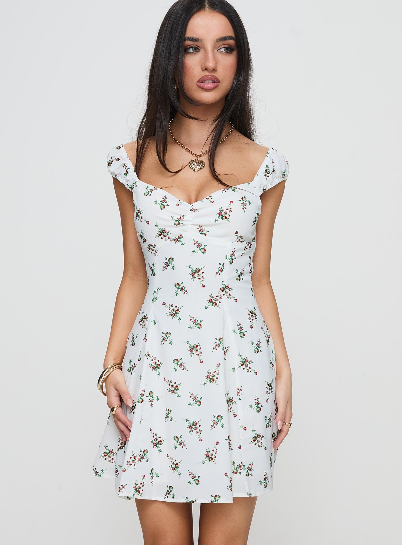 True Lives Mini Dress White Floral、mySite、solidvoid