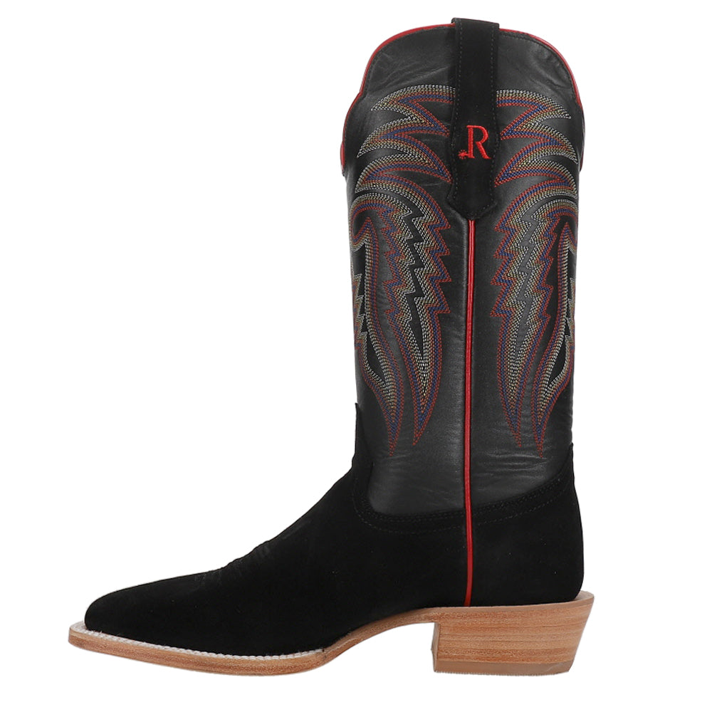 Black Rough Out Wide Embroidered Square Toe Cowboy Boots、mySite、gtrtttuynbv