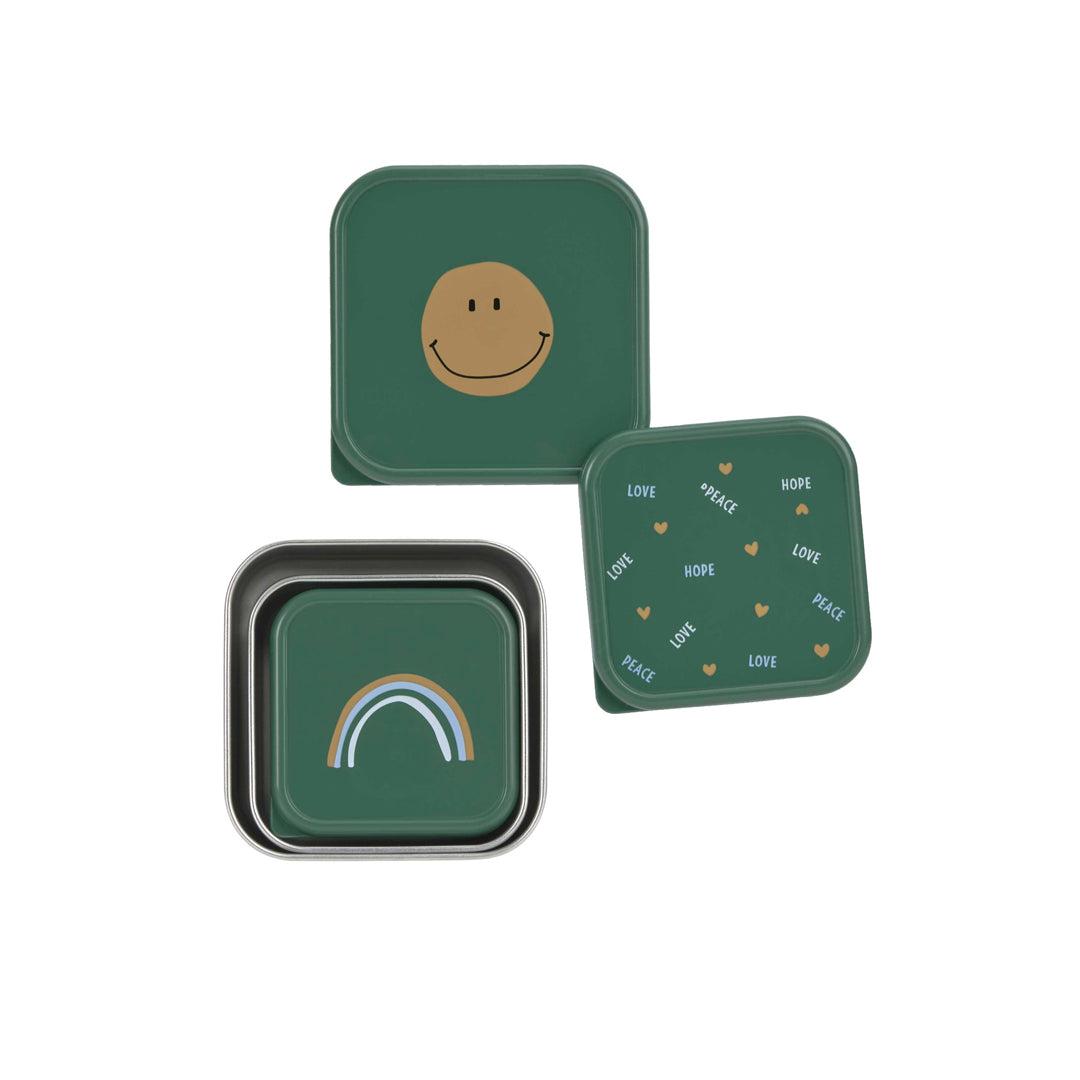  Lassig Stainless Steel Snackbox - Happy Rascals - 3 Pack - Green - Smile、mySite、merchandisen