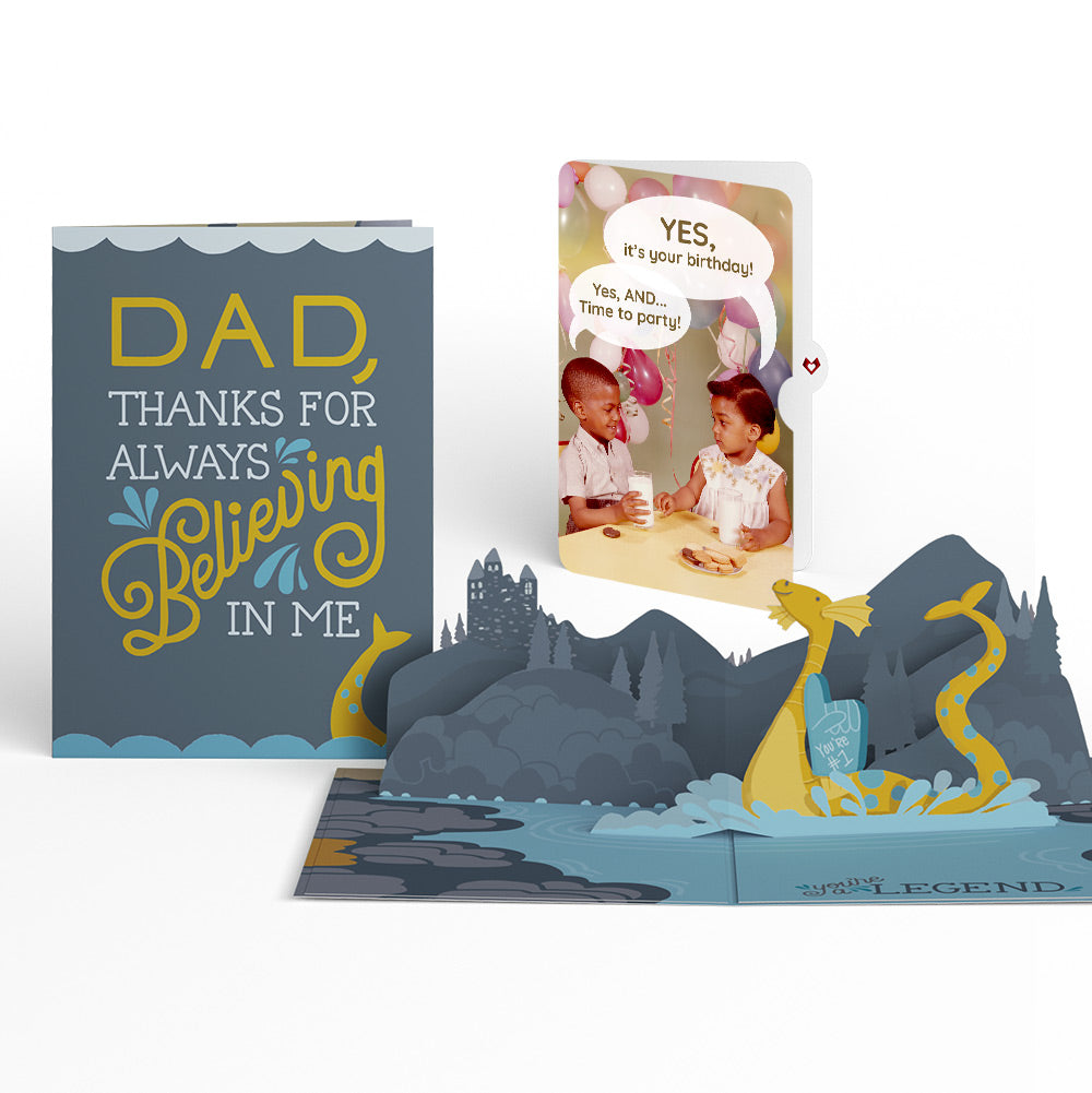 Dad You're a Legend Loch Ness Monster Birthday Pop-Up Card and Time to Party Sentiment Set、mySite、solidvoid