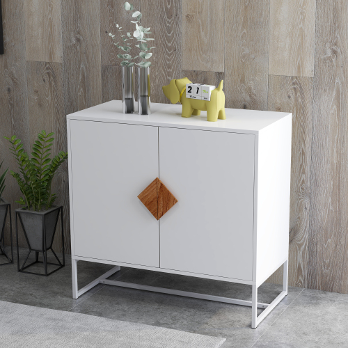 Solid wood special shape square handle design with 4 doors and double storage sideboard、、casual