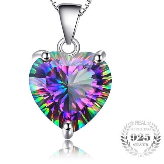 Mystic Topaz Heart Necklace and Ring, Blaze of Brilliant Colors!、mySite、g9winljtr