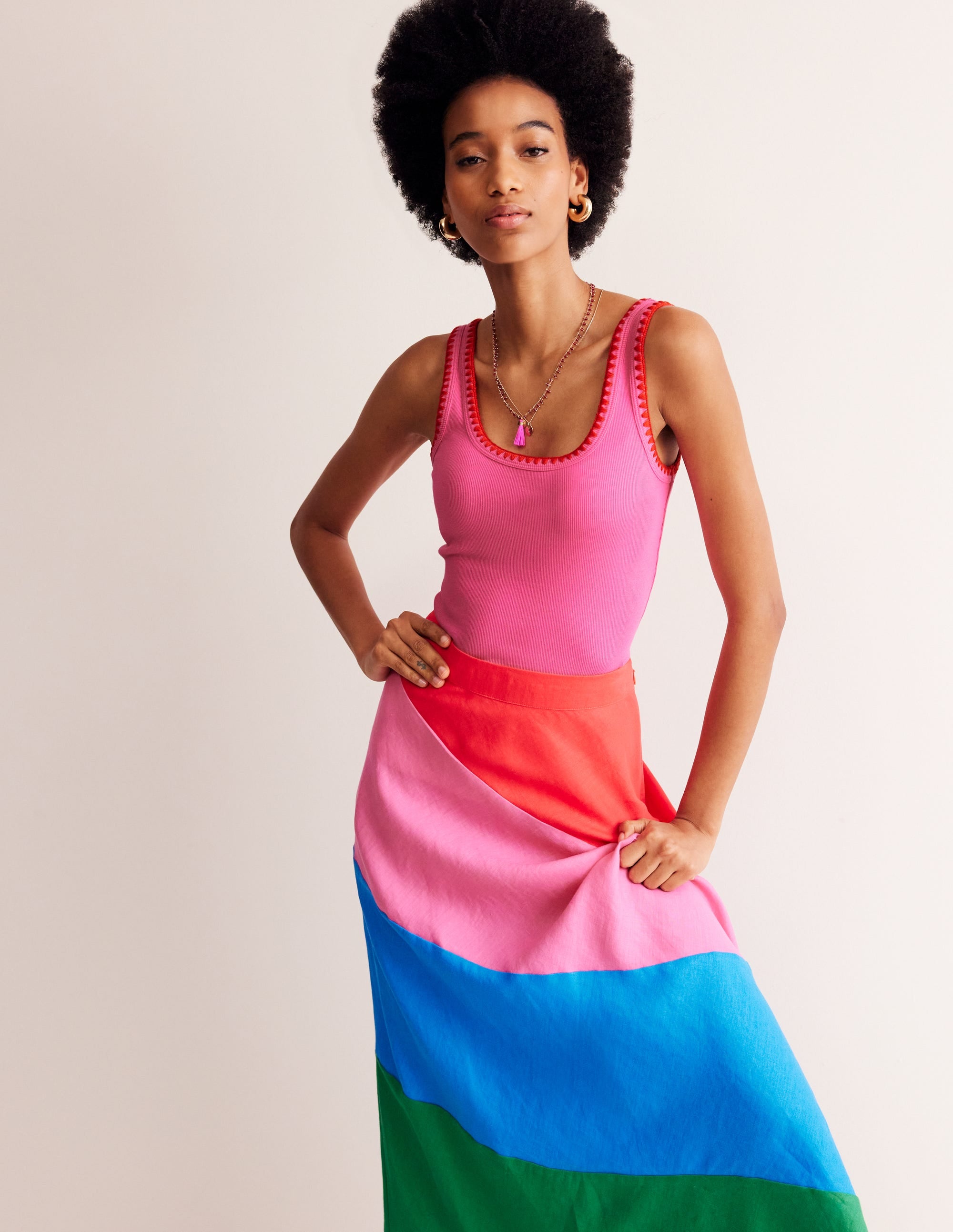  Crochet Trim Scoop Neck Vest-Pink、mySite、ashleygrahame