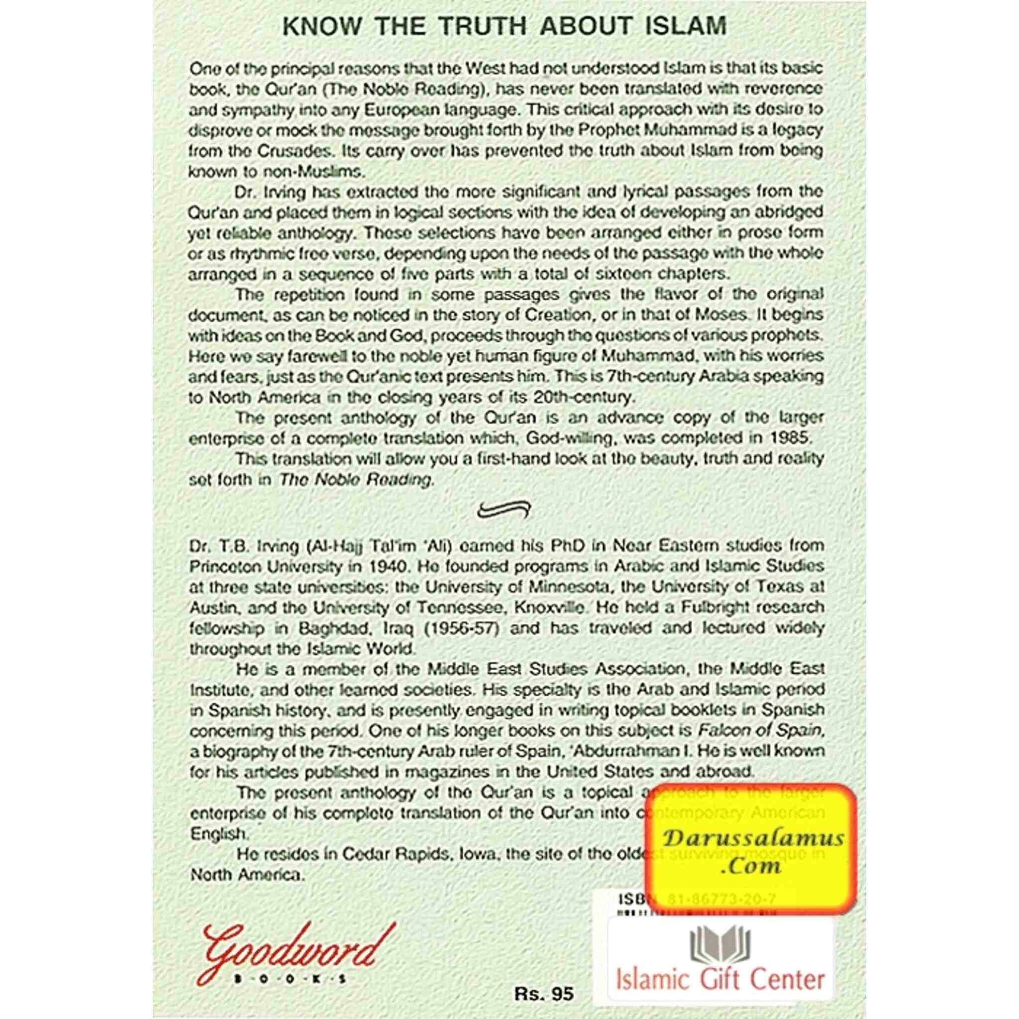 Selections From The Noble Reading An Anthology of Passages from the Quran By T.B. Irving、mySite、topwebapps