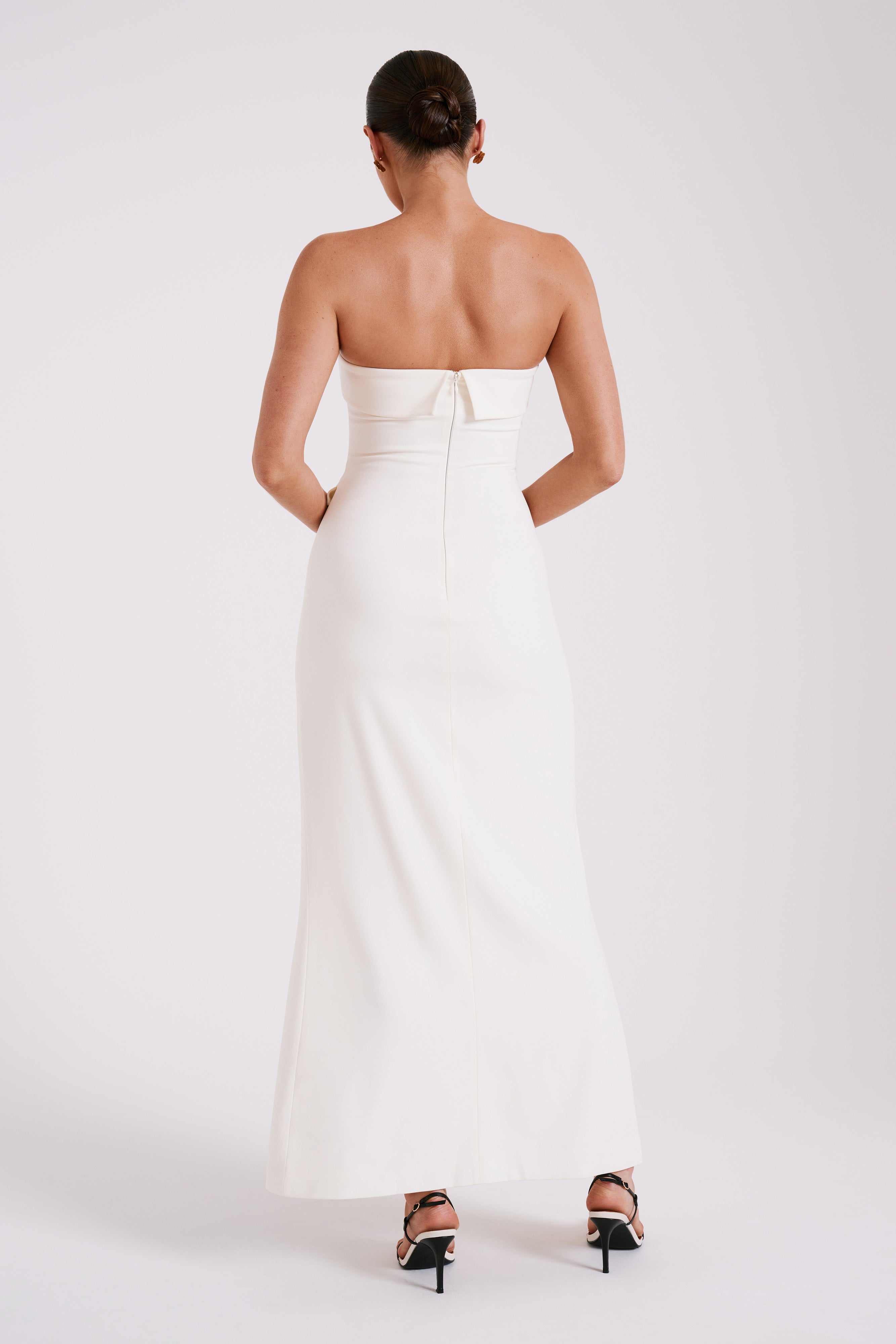 Abbie Strapless Suiting Maxi Dress - Ivory、mySite、solidvoid
