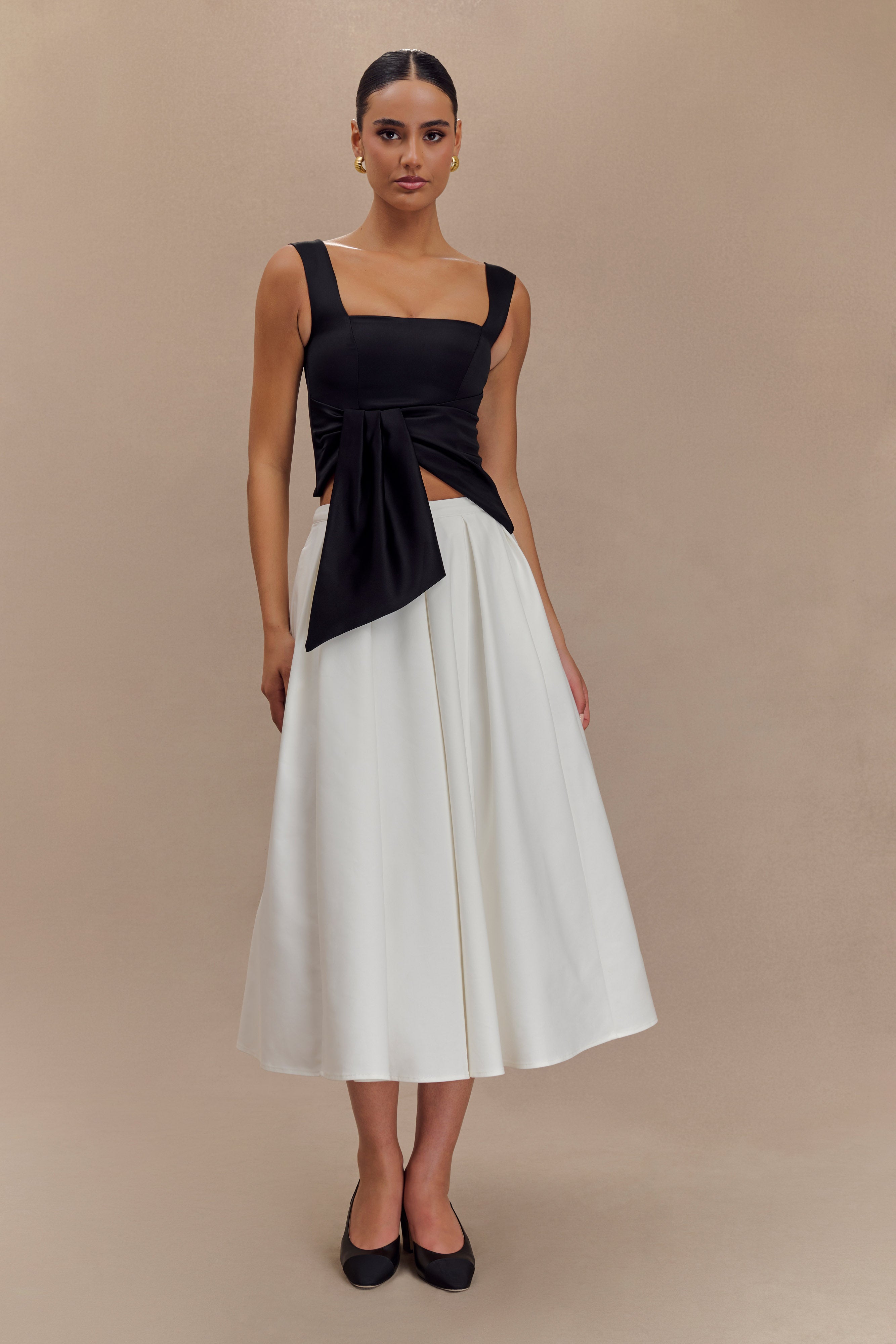 Bryony Satin Structured Sleeveless Top - Black、mySite、solidvoid