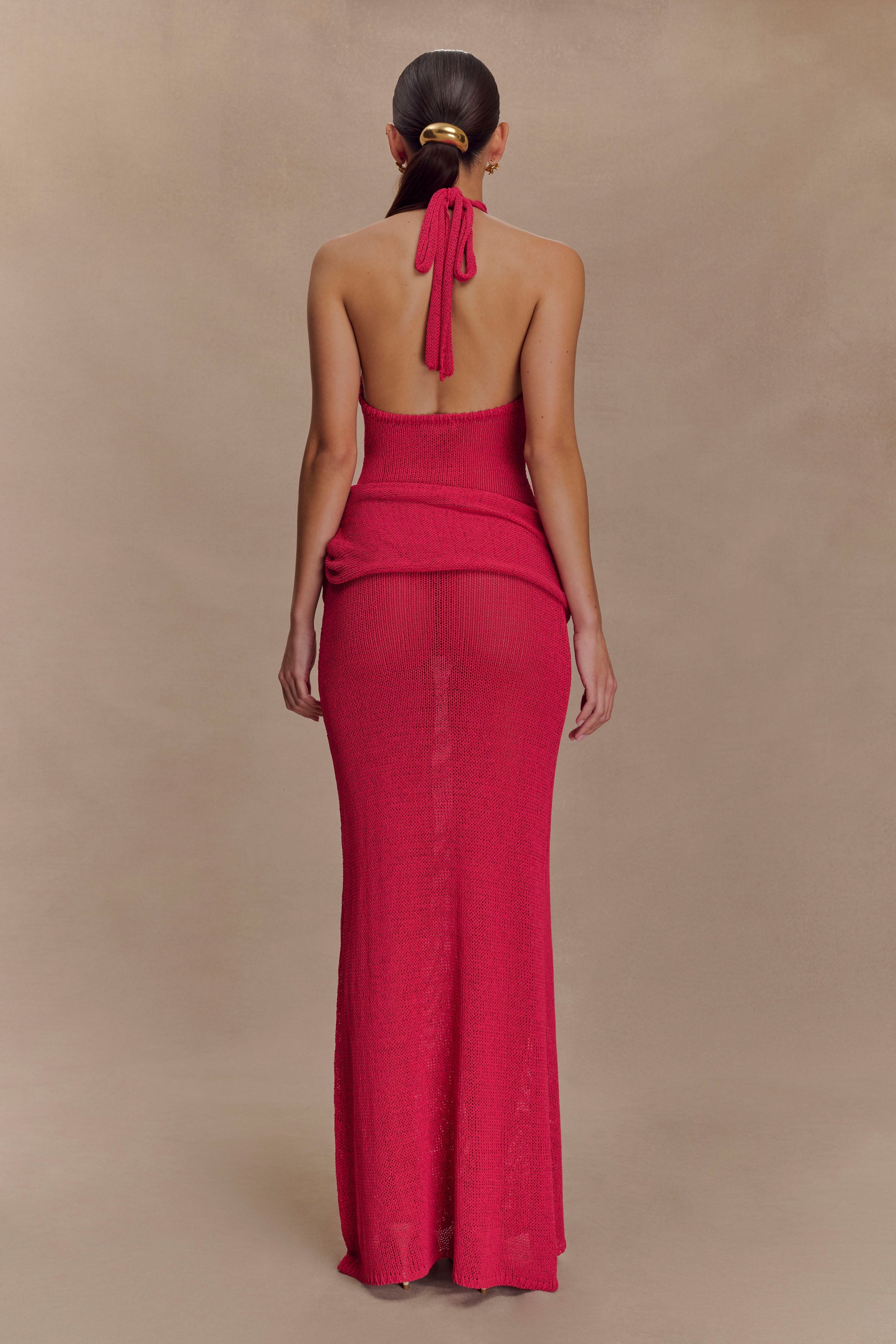 Reece Halter Knit Maxi Dress - Dragonfruit、mySite、solidvoid