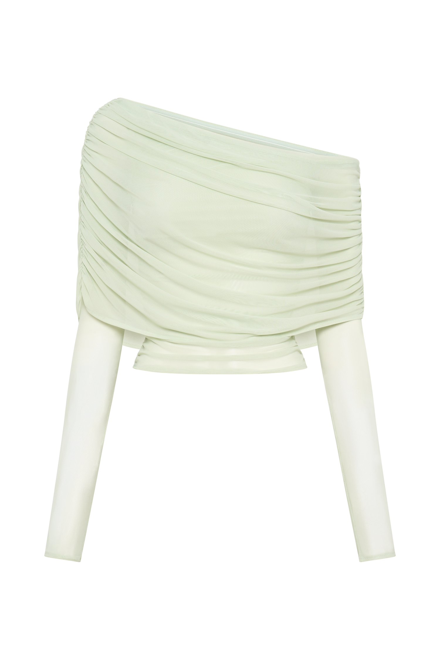 Everly Sheer Mesh Off Shoulder Top - Pastel Green、mySite、solidvoid