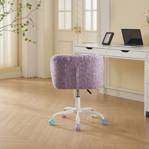 A&A Furniture Office Chair,Artificial rabbit hair Home Office Chair with Golden Metal Base,Adjustable Desk Chair Swivel Office Chair,Vanity Chair(Orange)、、casual