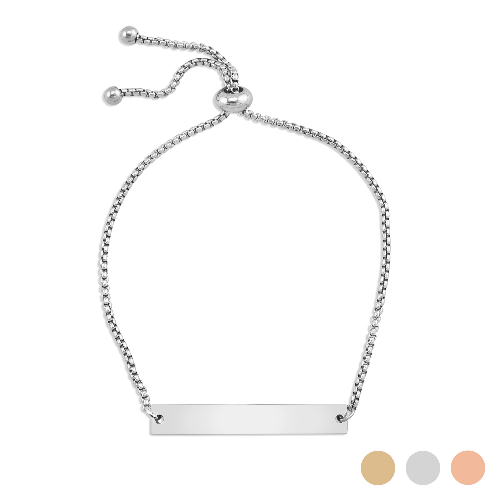 18K Gold PVD Stainless Steel Adjustable Curved Blank Bar Bracelet / SBB0145、mySite、dreamappss