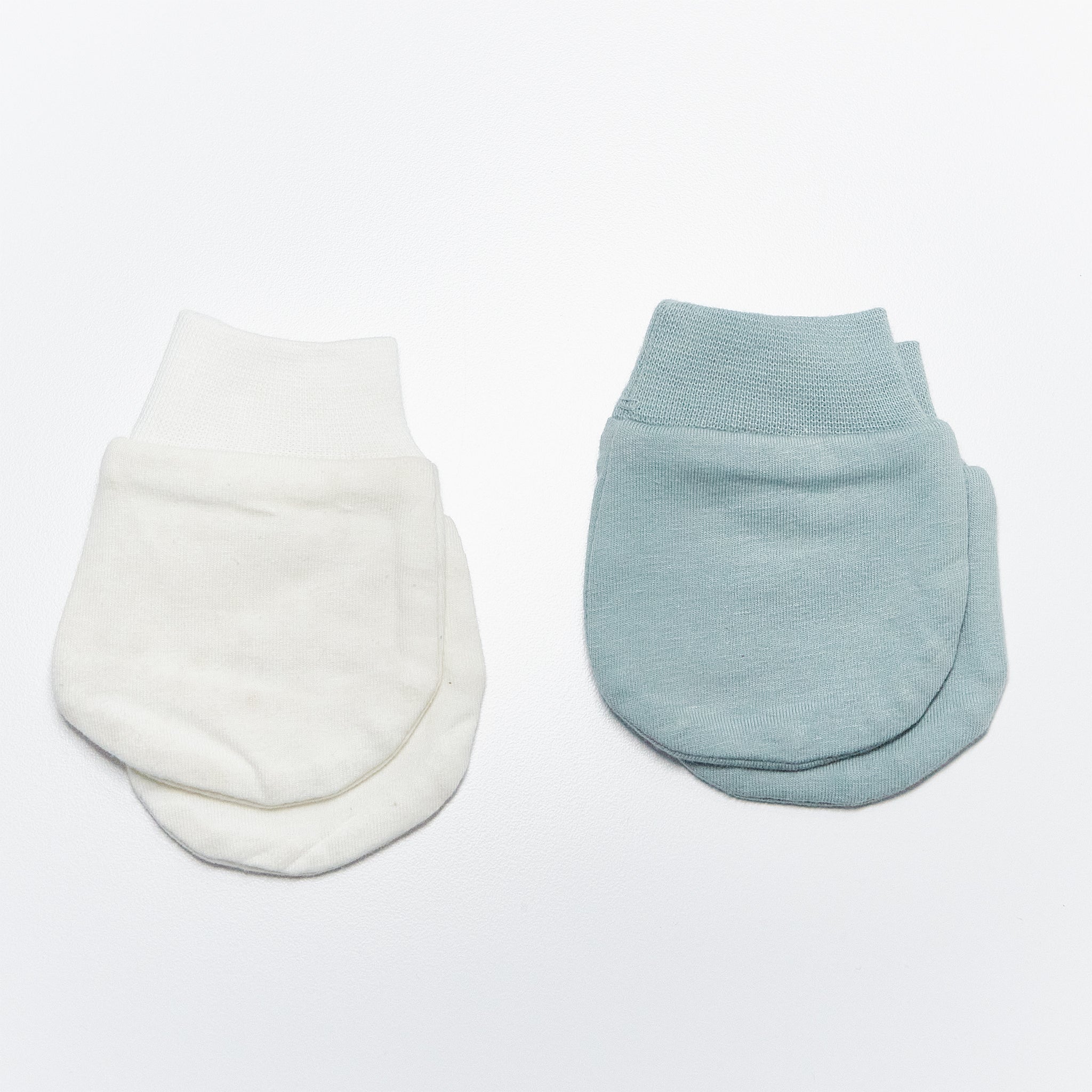 RETIRED - Kudaa Organic Baby Mitten Set - Bunny White & Bay Blue、mySite、g9winljtr
