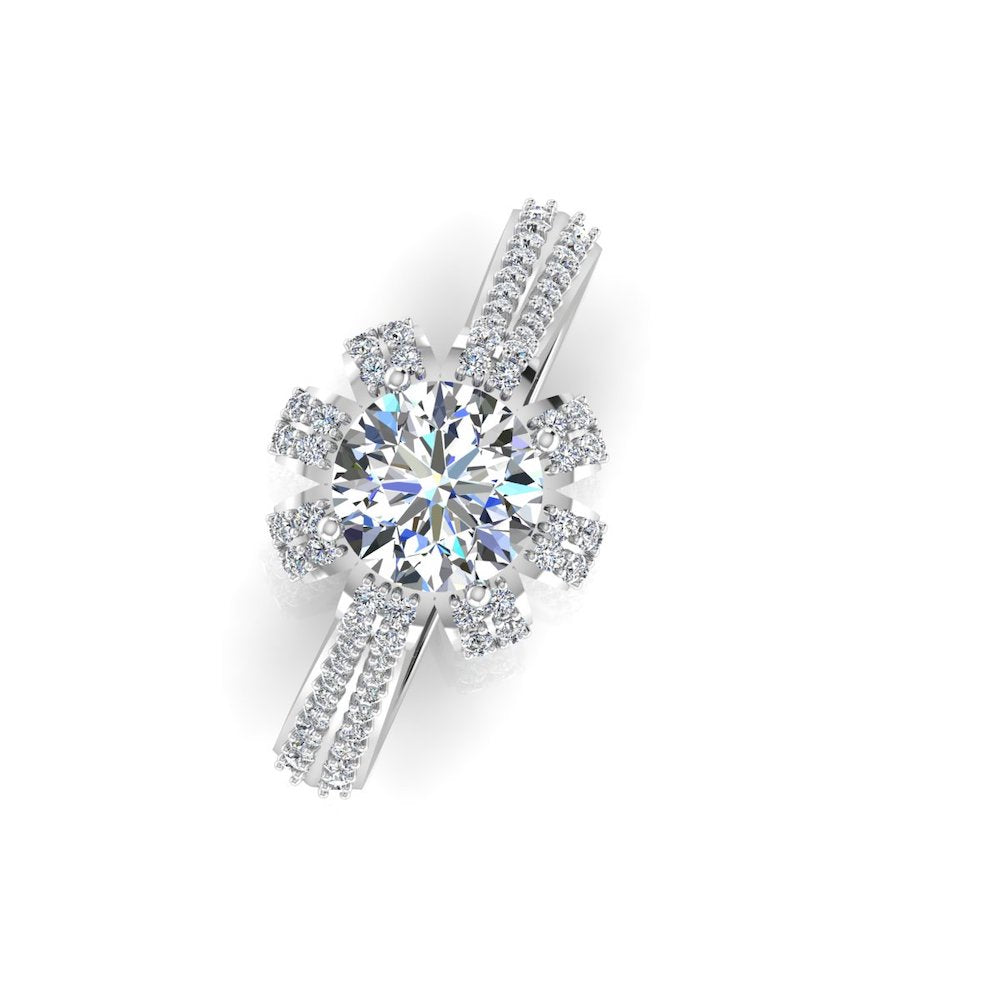 Crown Set Split Shank Moissanite Engagement Ring、mySite、hinf8tx79