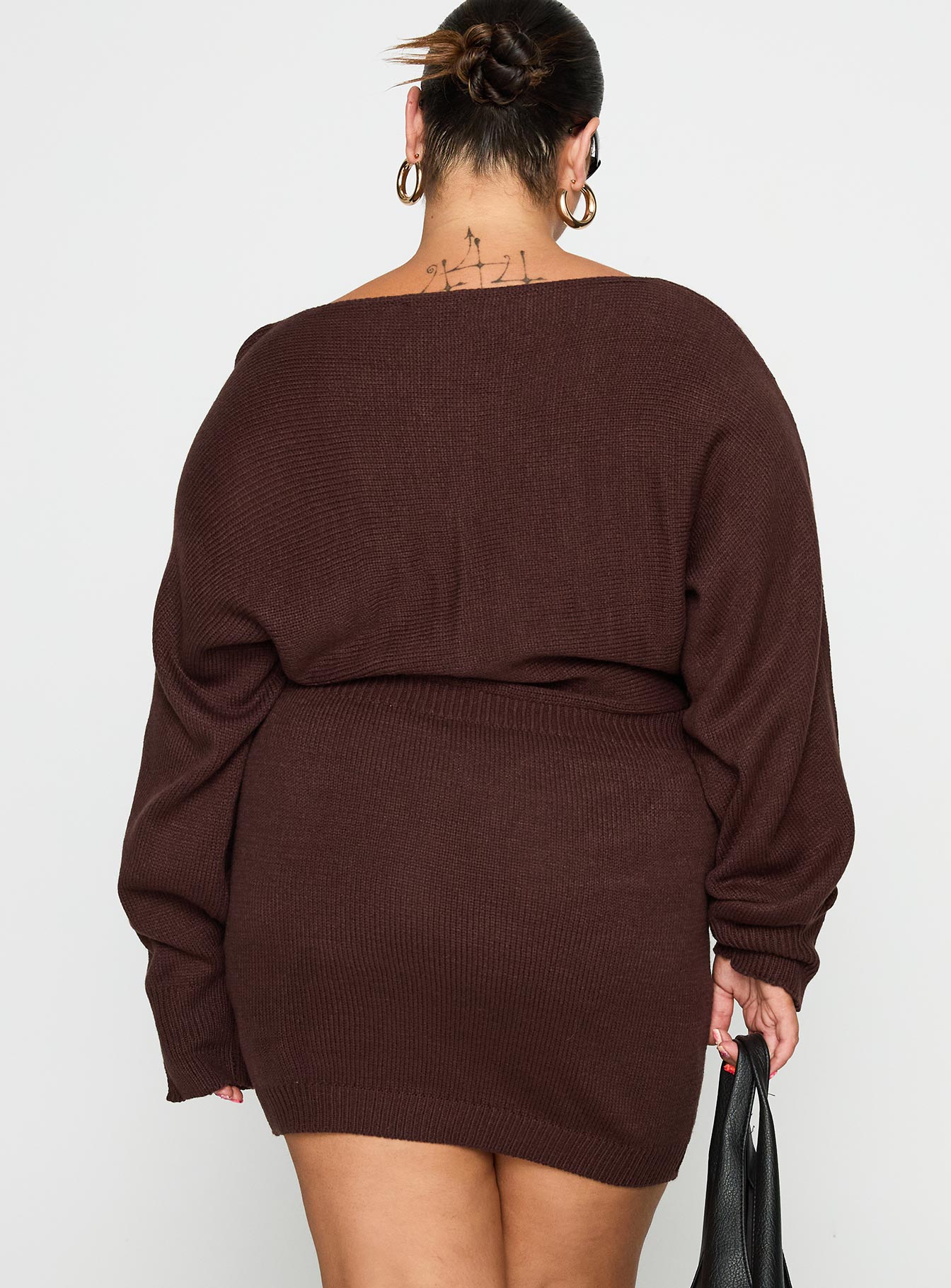 Bellamie Long Sleeve Mini Dress Chocolate Curve、mySite、solidvoid