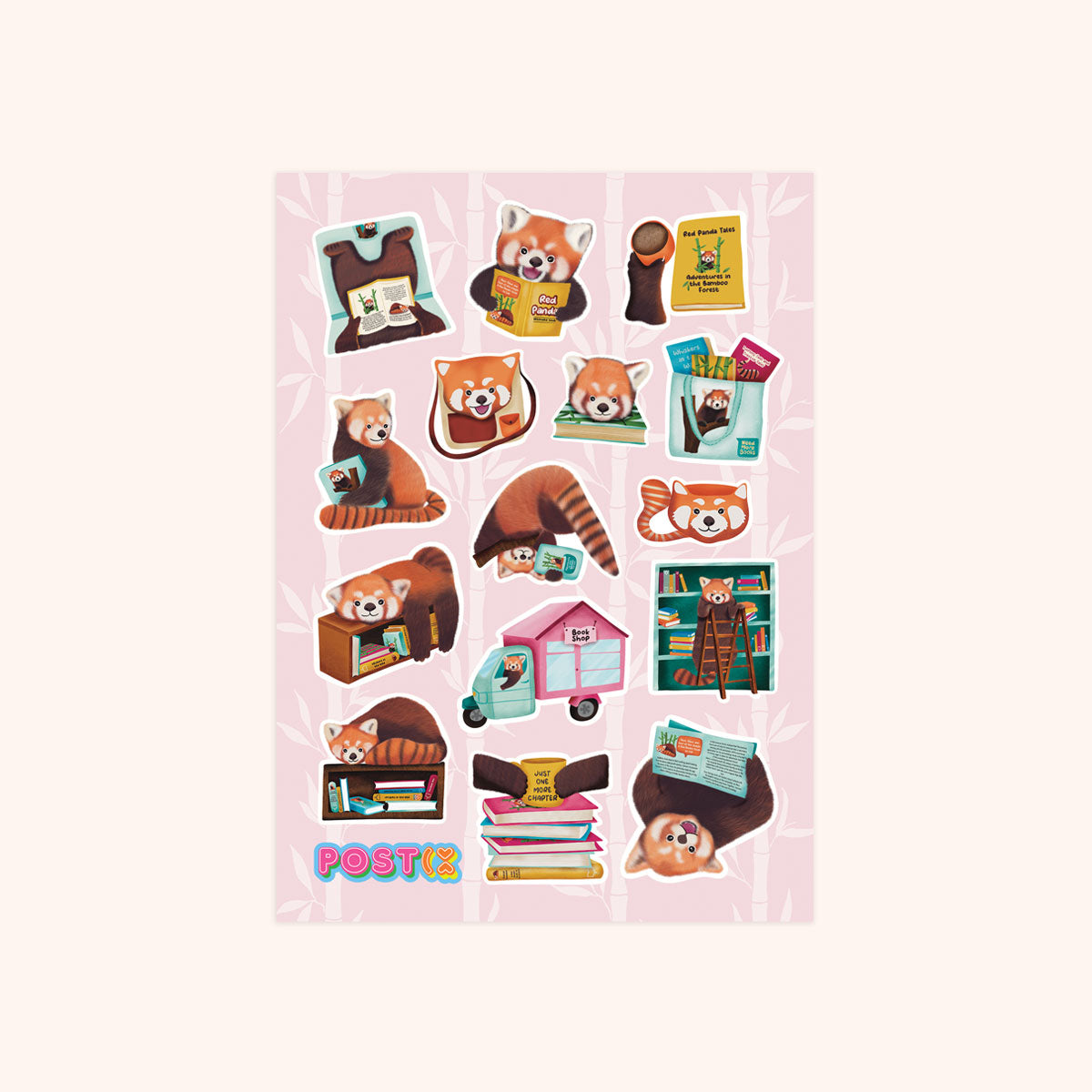  Red Panda Reads Sticker Sheet、mySite、ghnorth