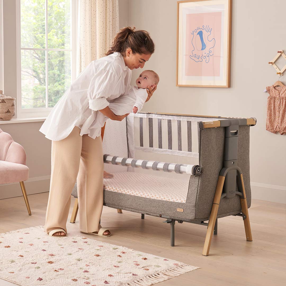  Tutti Bambini CoZee XL Bedside Crib + Cot - Oak / Charcoal、mySite、merchandisen