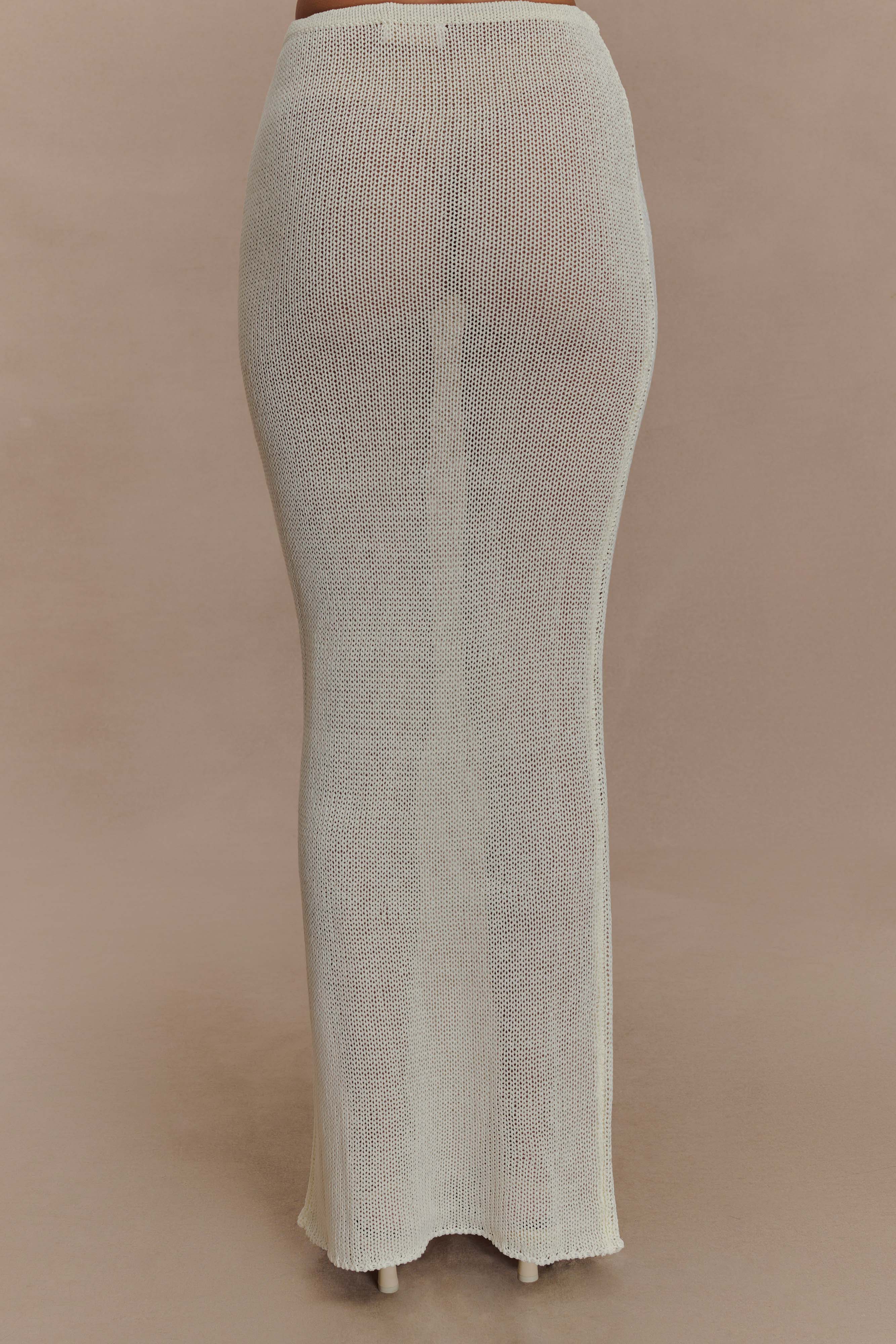 Reagan Knit Maxi Skirt - White、mySite、solidvoid
