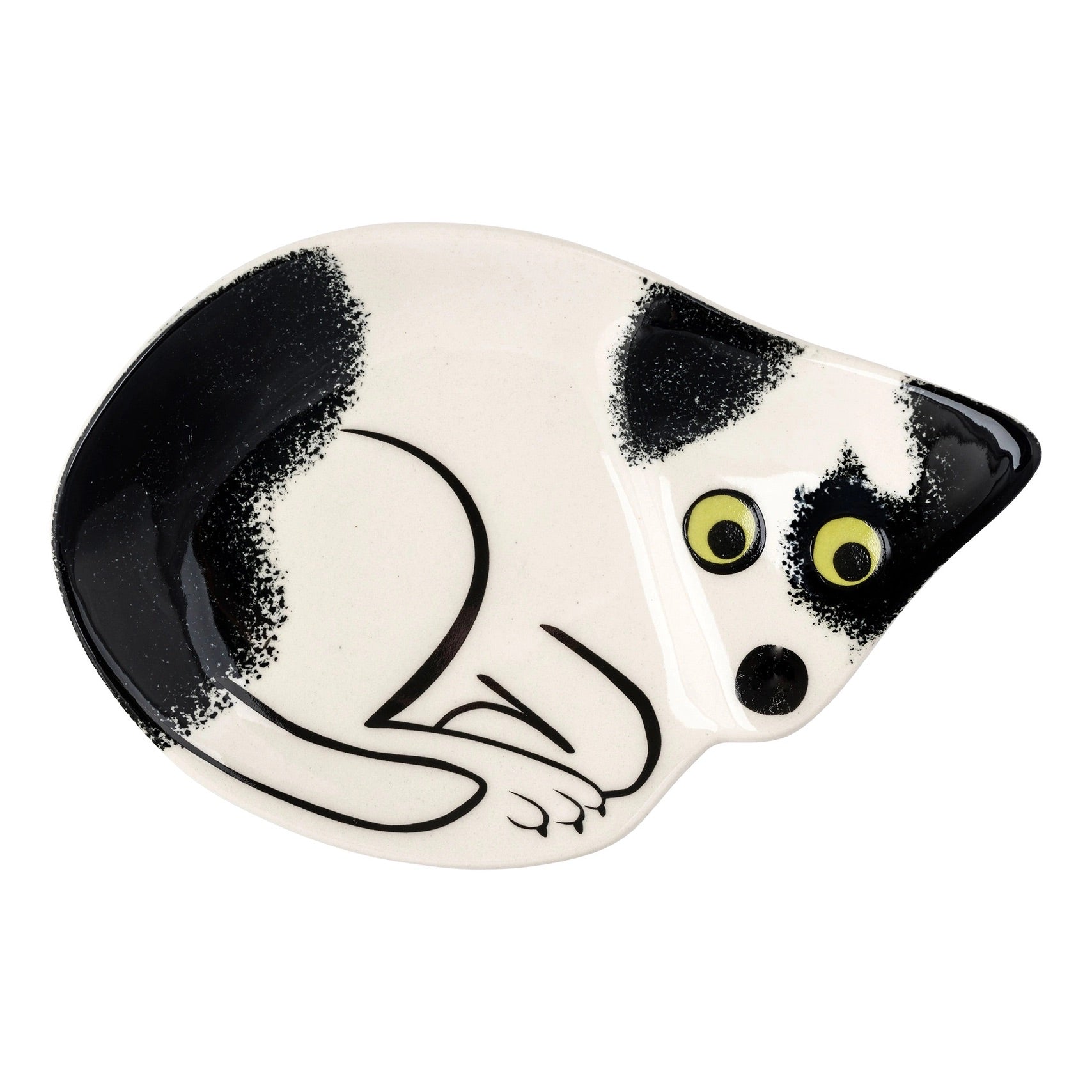 Handmade Ceramic Black and White Dog Trinket Dish、mySite、g9winljtr