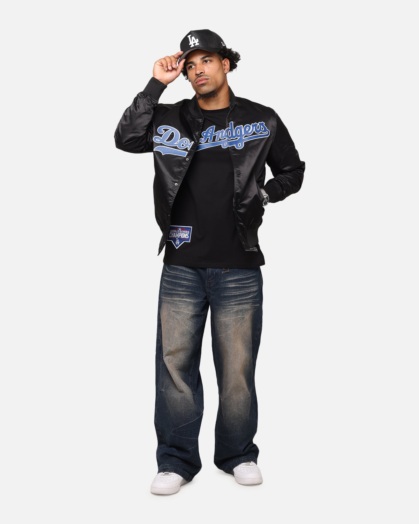 Pro Standard Los Angeles Dodgers Big Logo Satin Jacket Black、mySite、zt4zffjzw