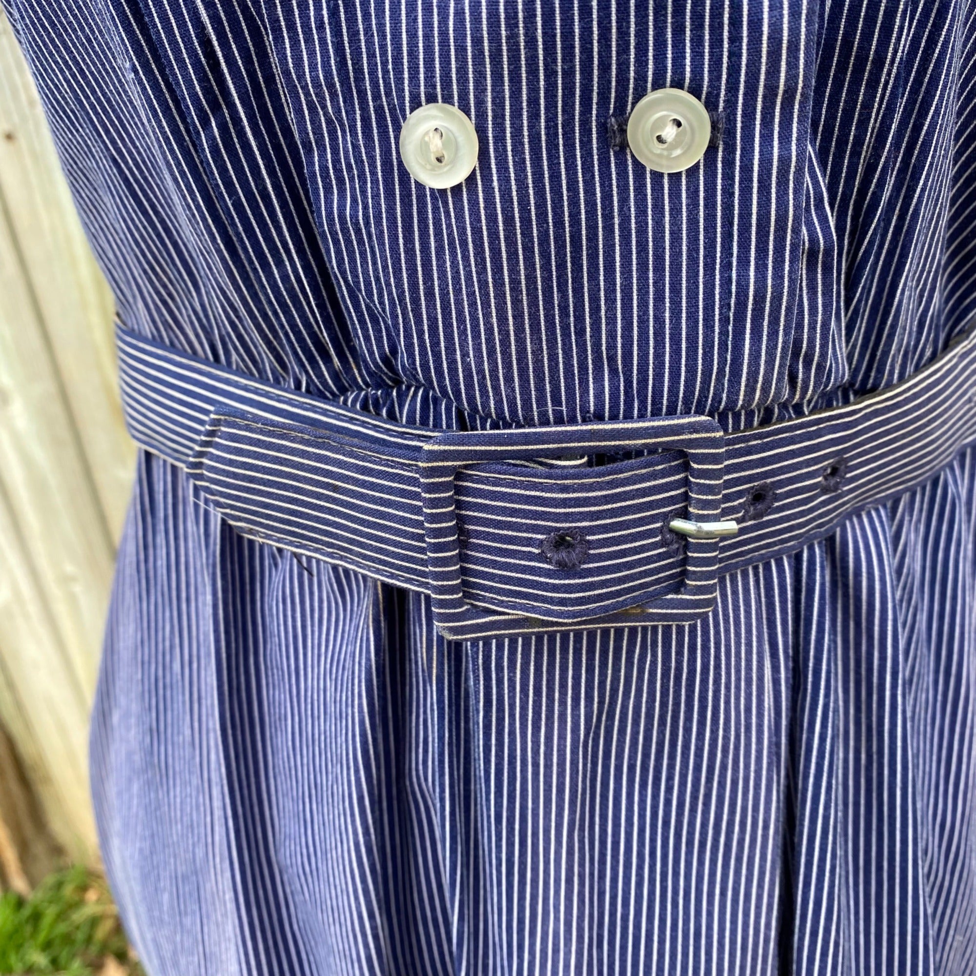 70's David Warren New York Blue Pinstripe Dress & Belt Set、mySite、garagedoors4me
