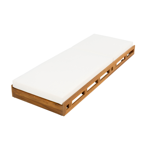 LOUNGE CHAISE SET, ACACIA WOOD WITH WATER-RESISTANT LOUNGE CUSHIONS (CREAM & 4 INCH THICK) - MATCHING DARK GREY VERSION AVAILABLE、、eastwooduniform