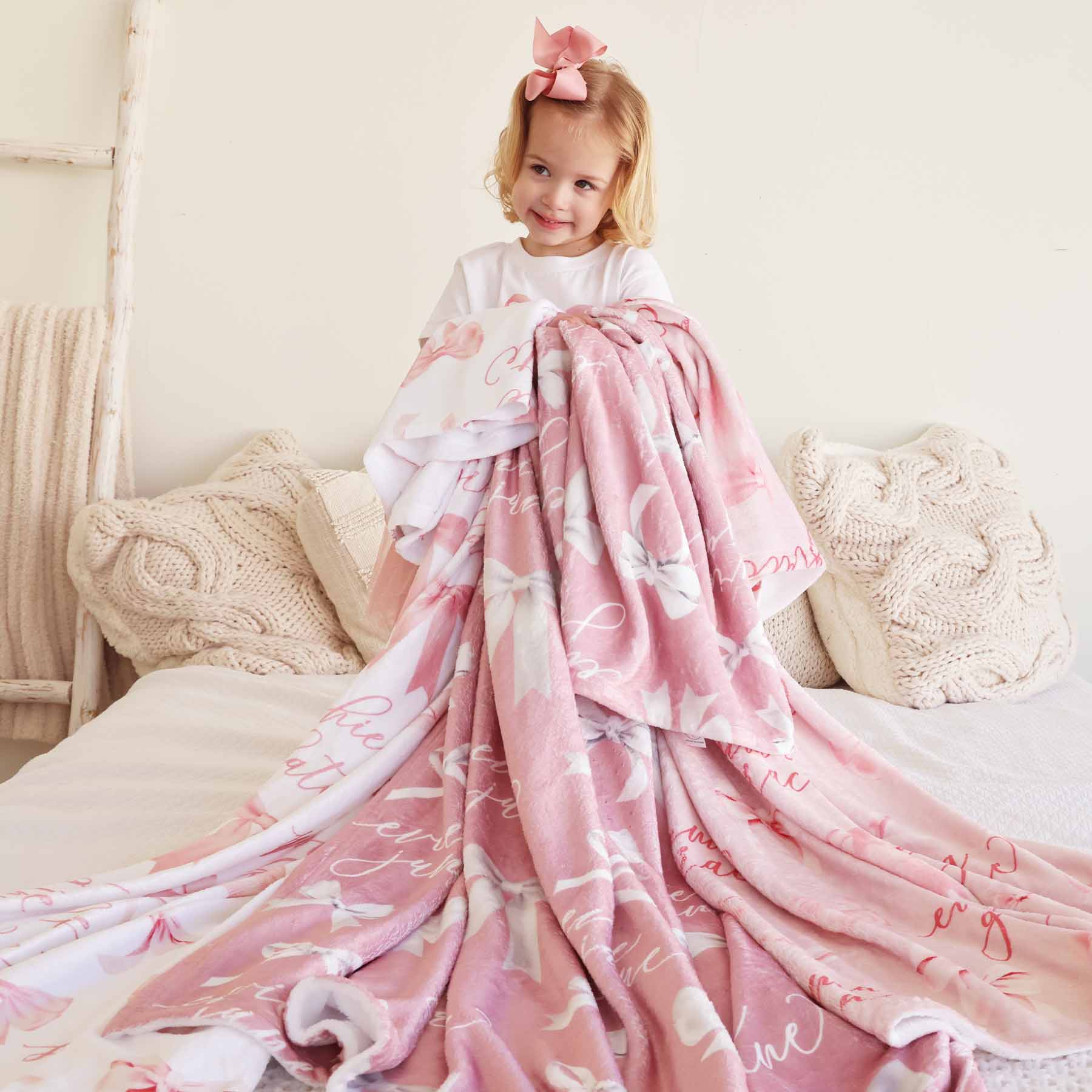  Bow Personalized Kids Blanket、mySite、layawaytickets