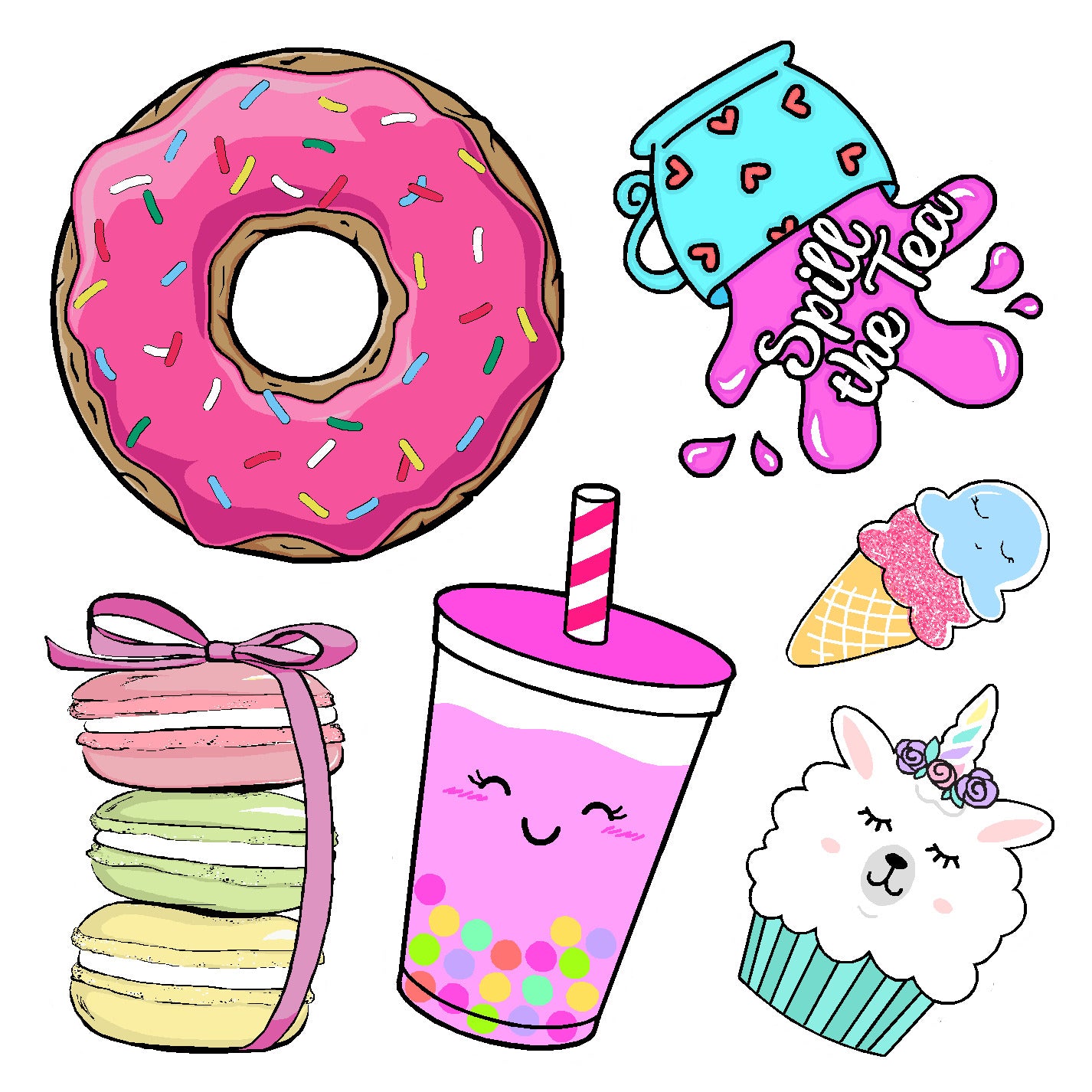  Sweets Vinyl Sticker Decal Set、mySite、ghnorth