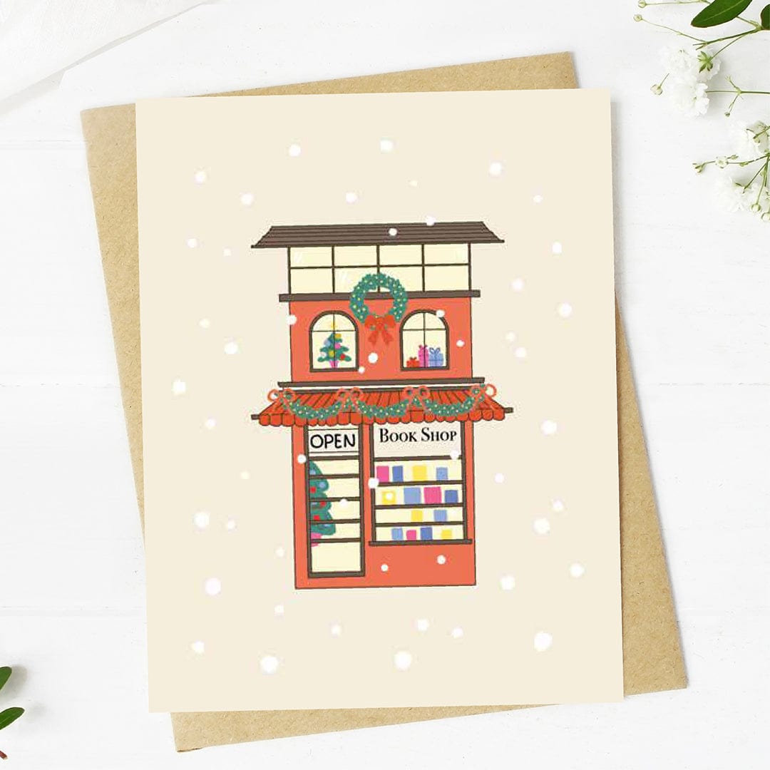  Cozy Winter Book Shop Christmas Card、mySite、elrpsem3k
