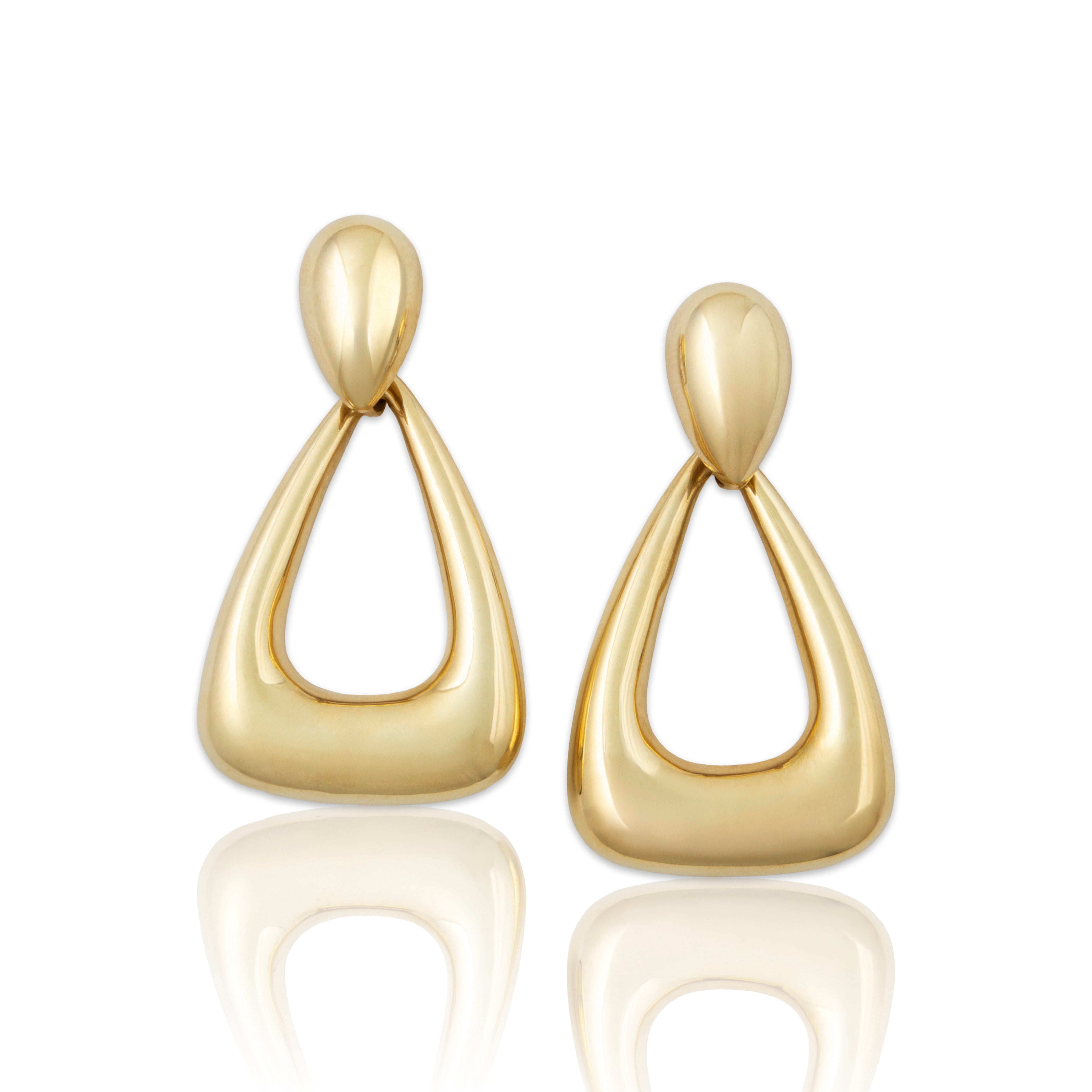 Vintage Italian 14k Yellow Gold Impressive Oversized Pyramid Earrings、mySite、hinf8tx79