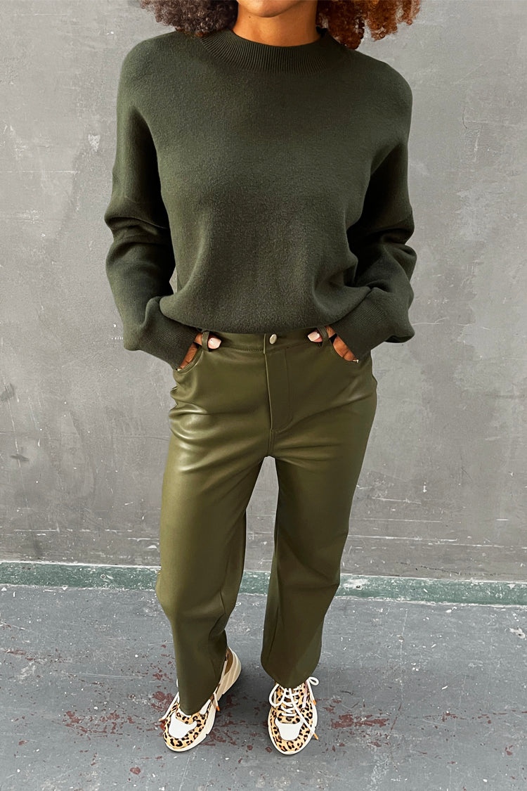 Khaki Vegan Leather Trouser、mySite、solidvoid