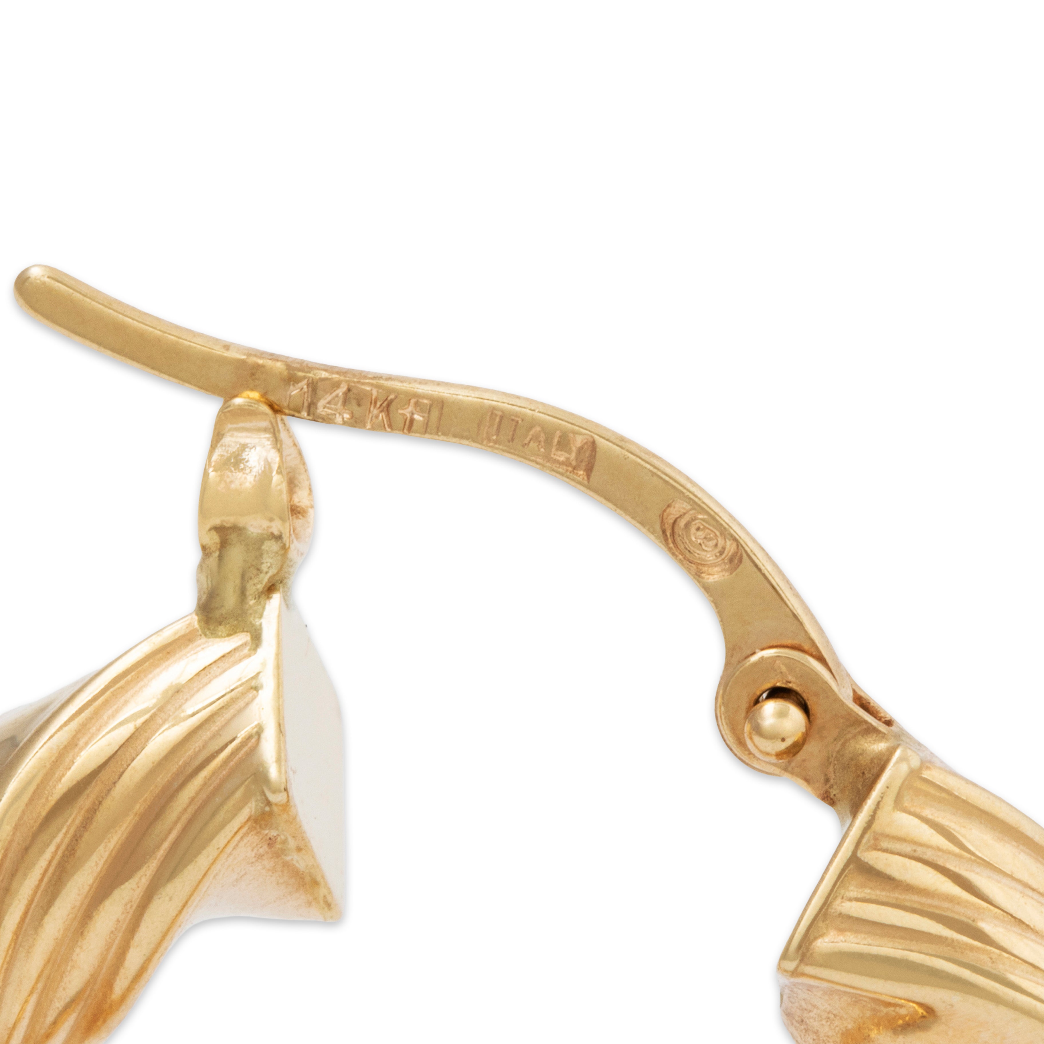 Vintage Italian 14k Yellow Gold Twisting Stripes Hoop Earrings、mySite、hinf8tx79