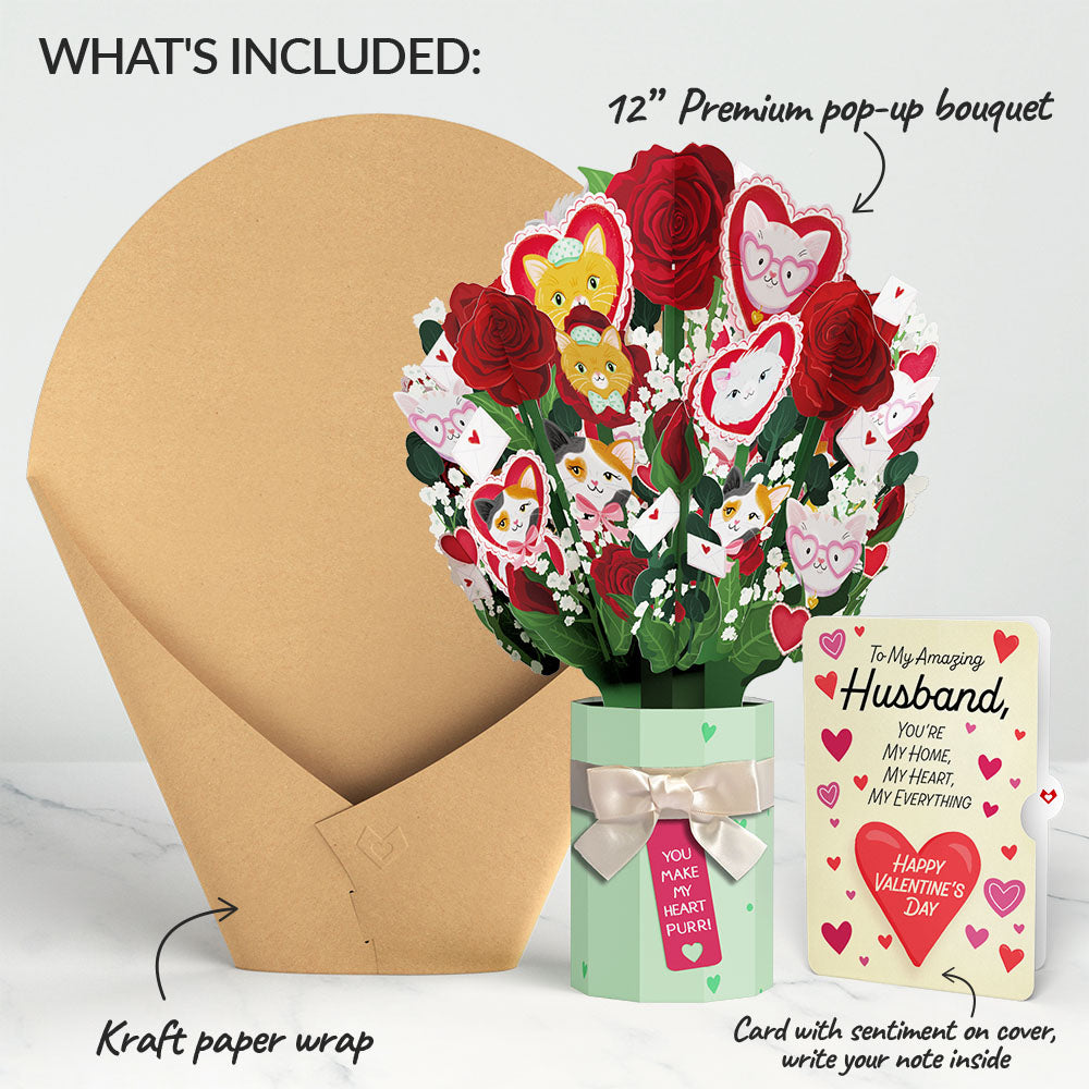 You Make My Heart Purr Cat Valentine Bouquet and Sentiment Set for Husband、mySite、solidvoid