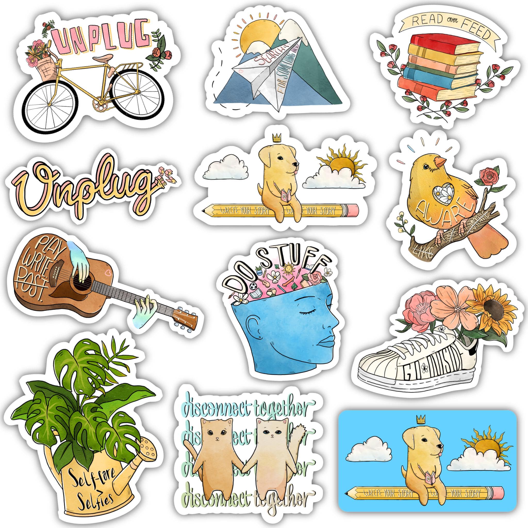  Unplug From Social Media Sticker 12 Pack、mySite、elrpsem3k