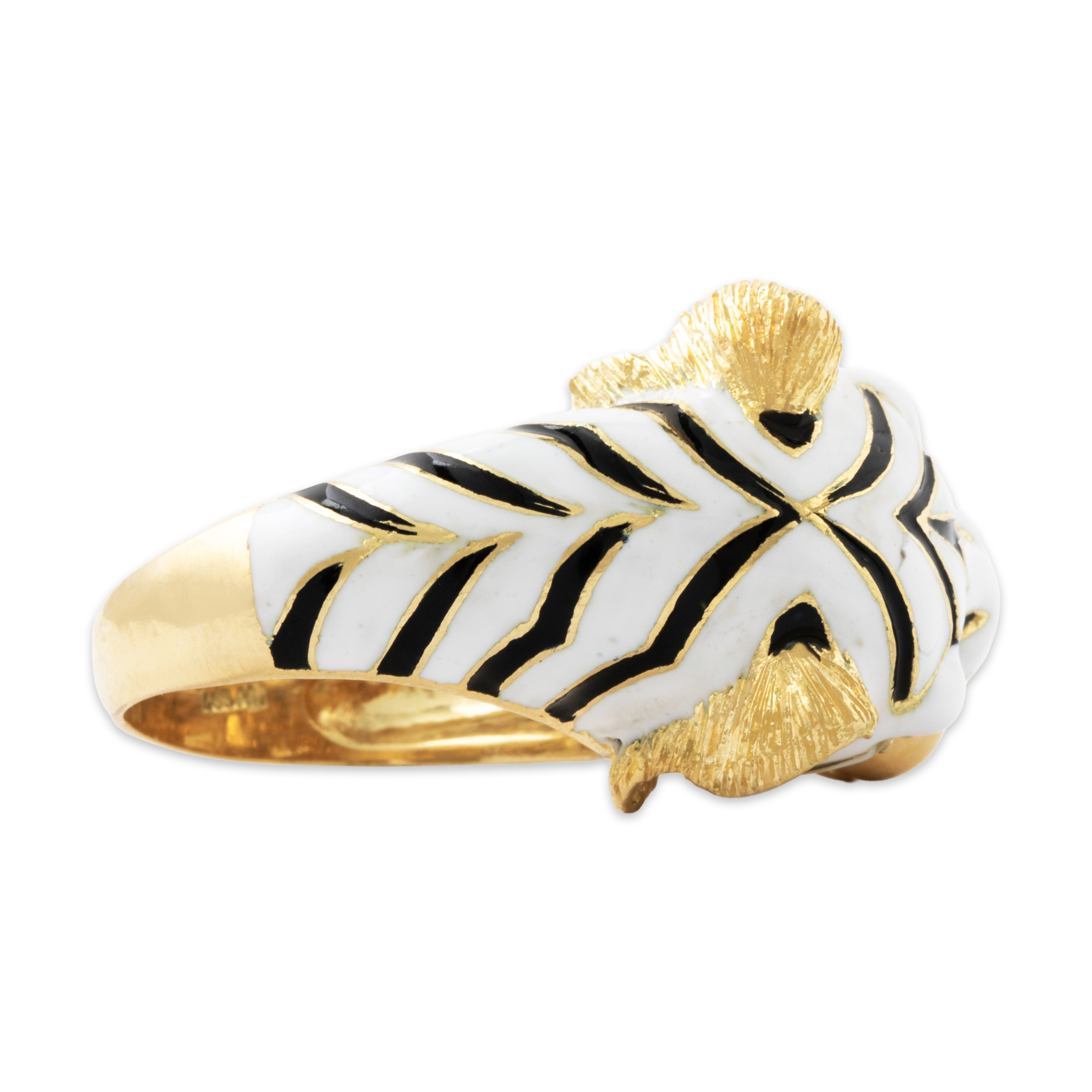 Vintage Heavy 18k Yellow Gold Enamel Fabulous Figural Tiger Ring 5.00、mySite、hinf8tx79