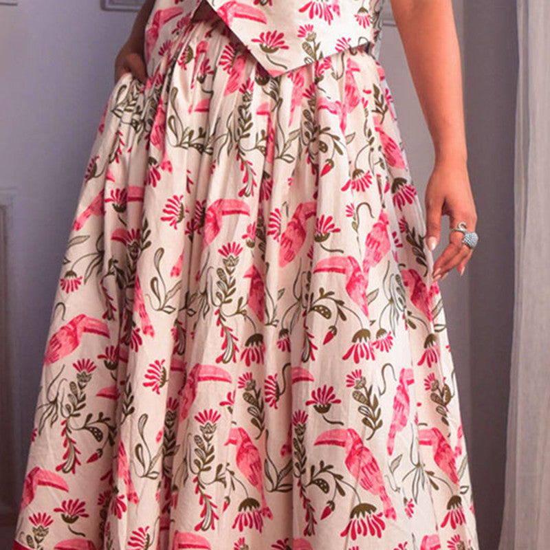 Cotton Skirt For Women | Floral Print | Pink、mySite、camillekostekn