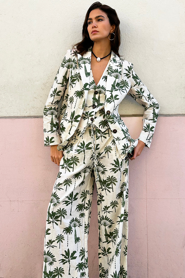 Green Palm Linen Rhea Trousers、mySite、solidvoid