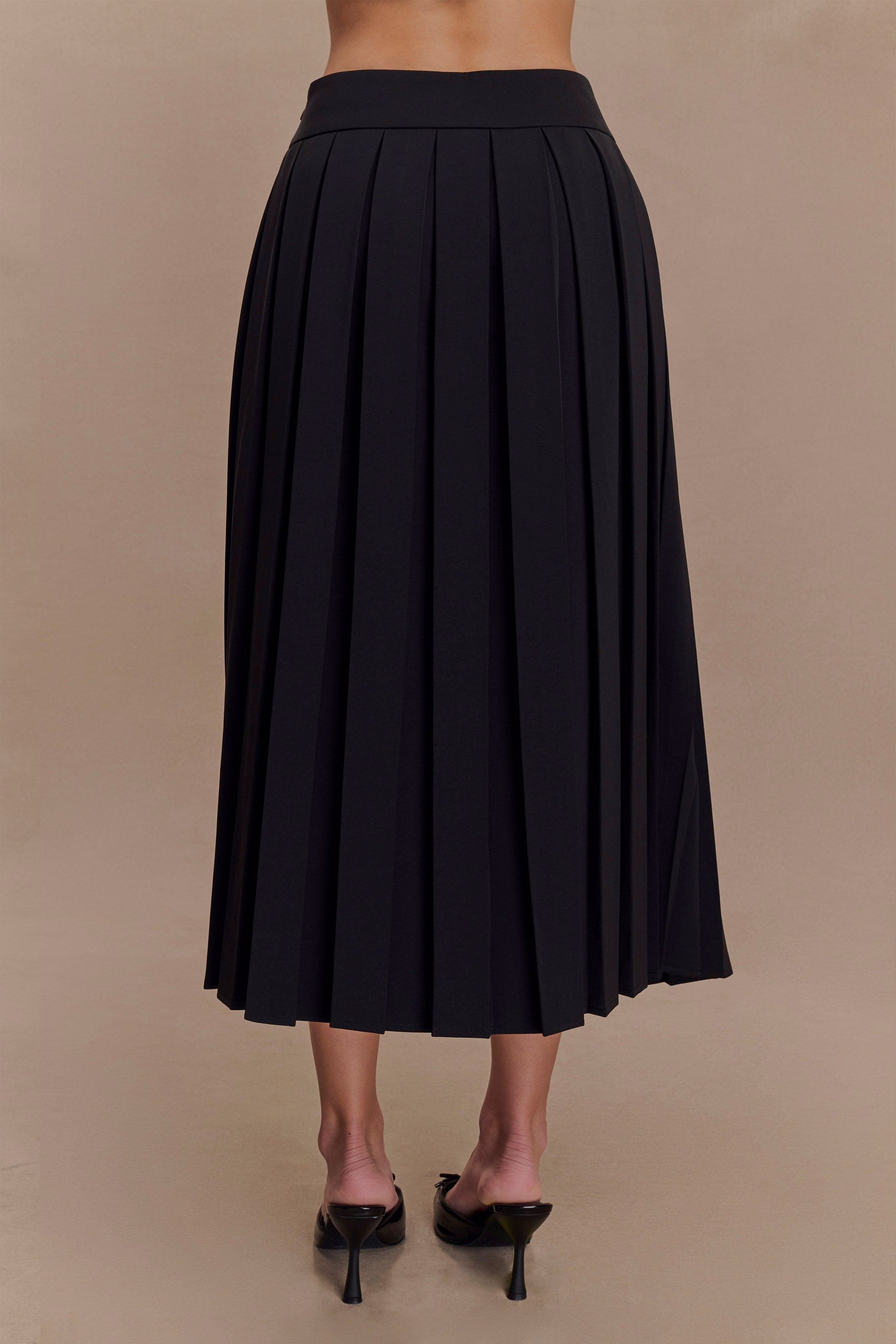 Sunny Pleated Midi Skirt - Black、mySite、solidvoid