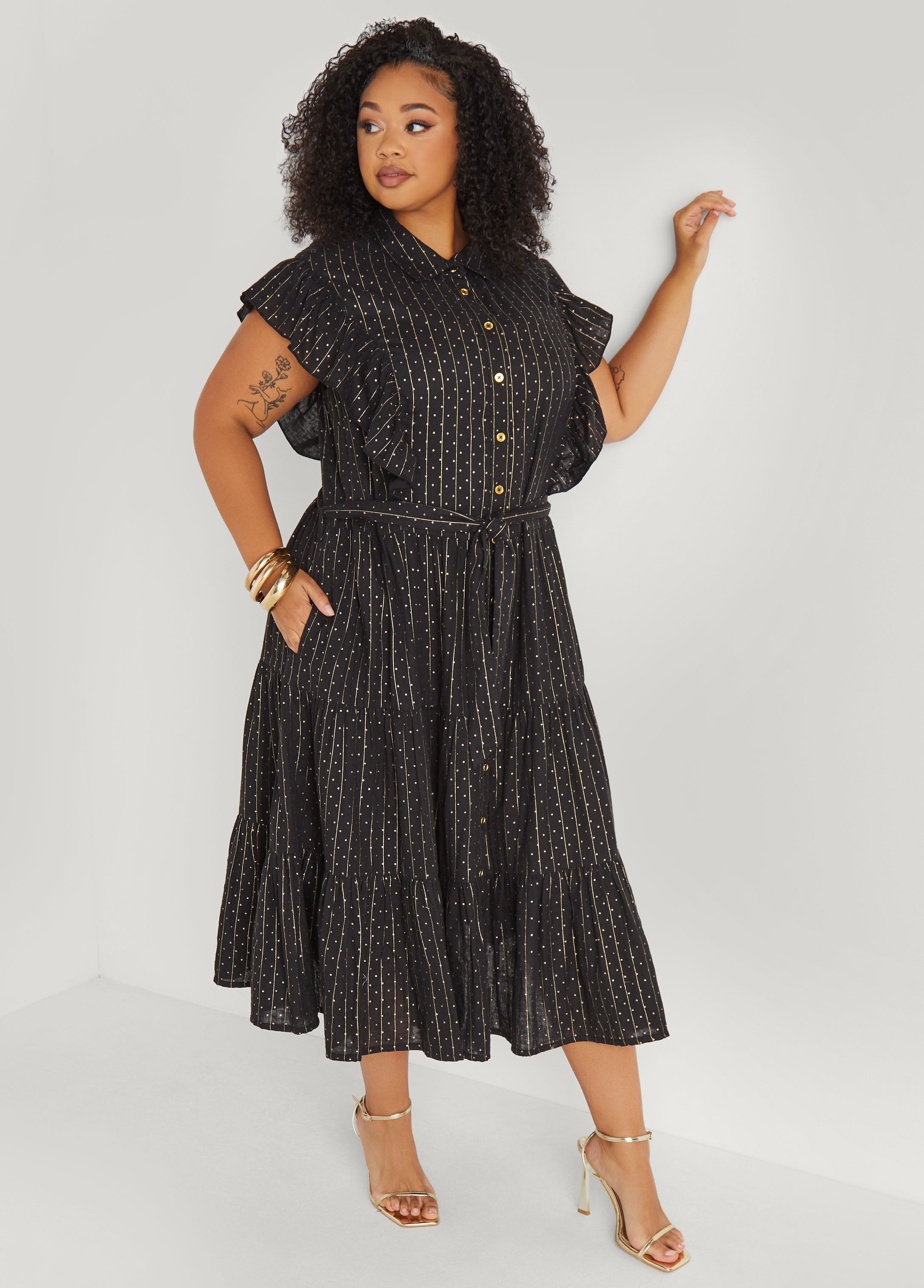 Metallic Print Midaxi Dress、mySite、bengalsvssteelers