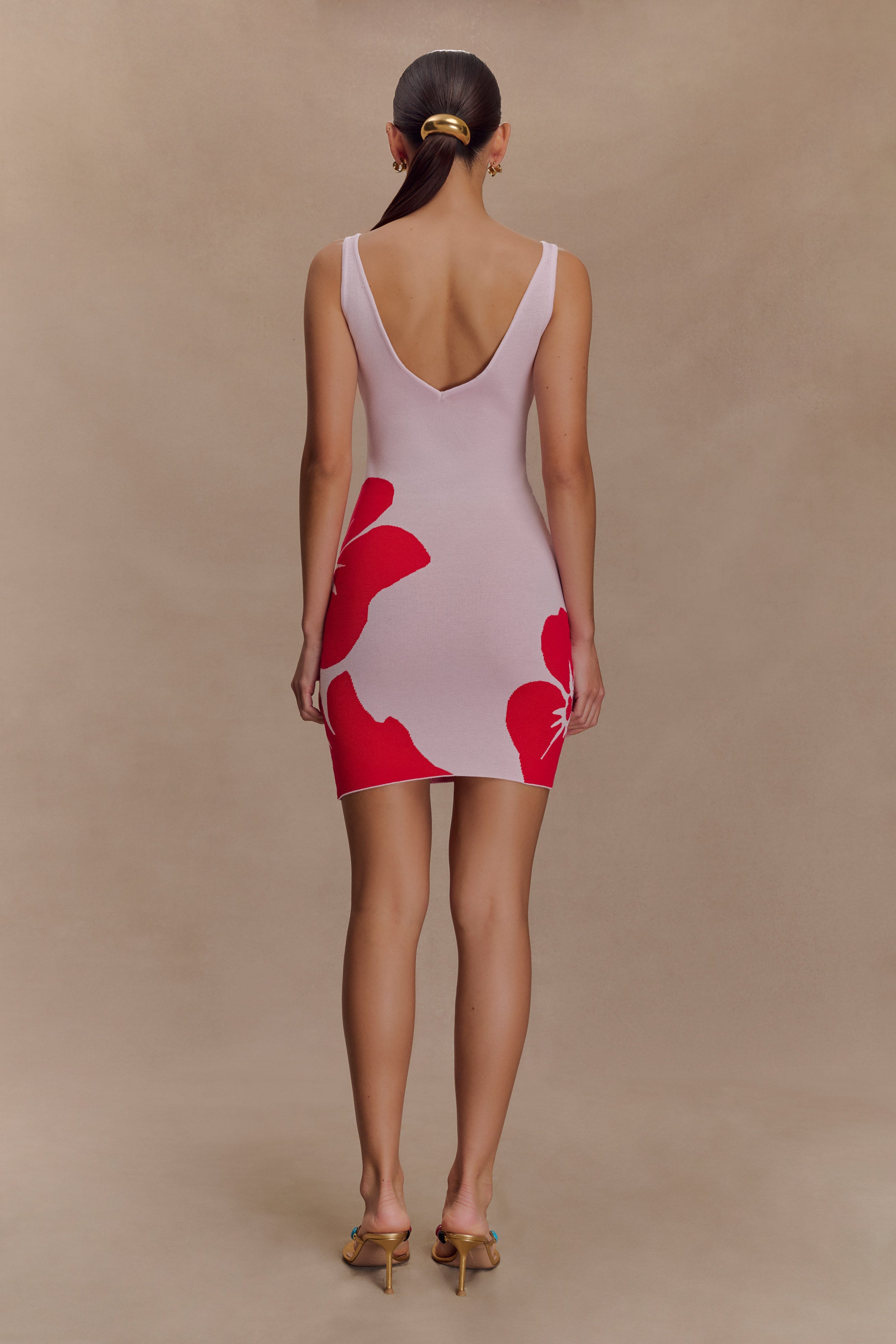 Dorothy Knit Print Mini Dress - Red Deco Fleur Print、mySite、solidvoid