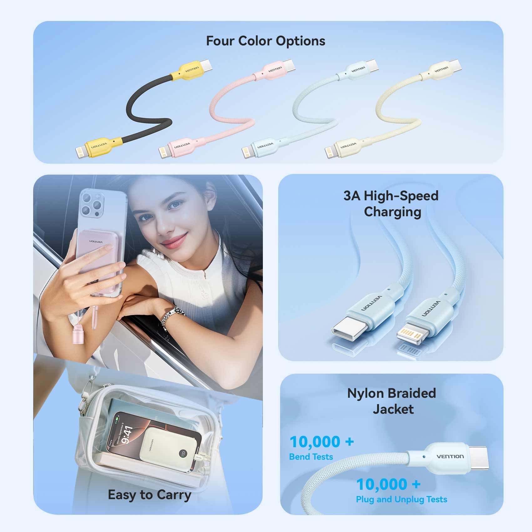 Vention Lightning Cable for 10000mAh Power Bank、mySite、fannypackpong