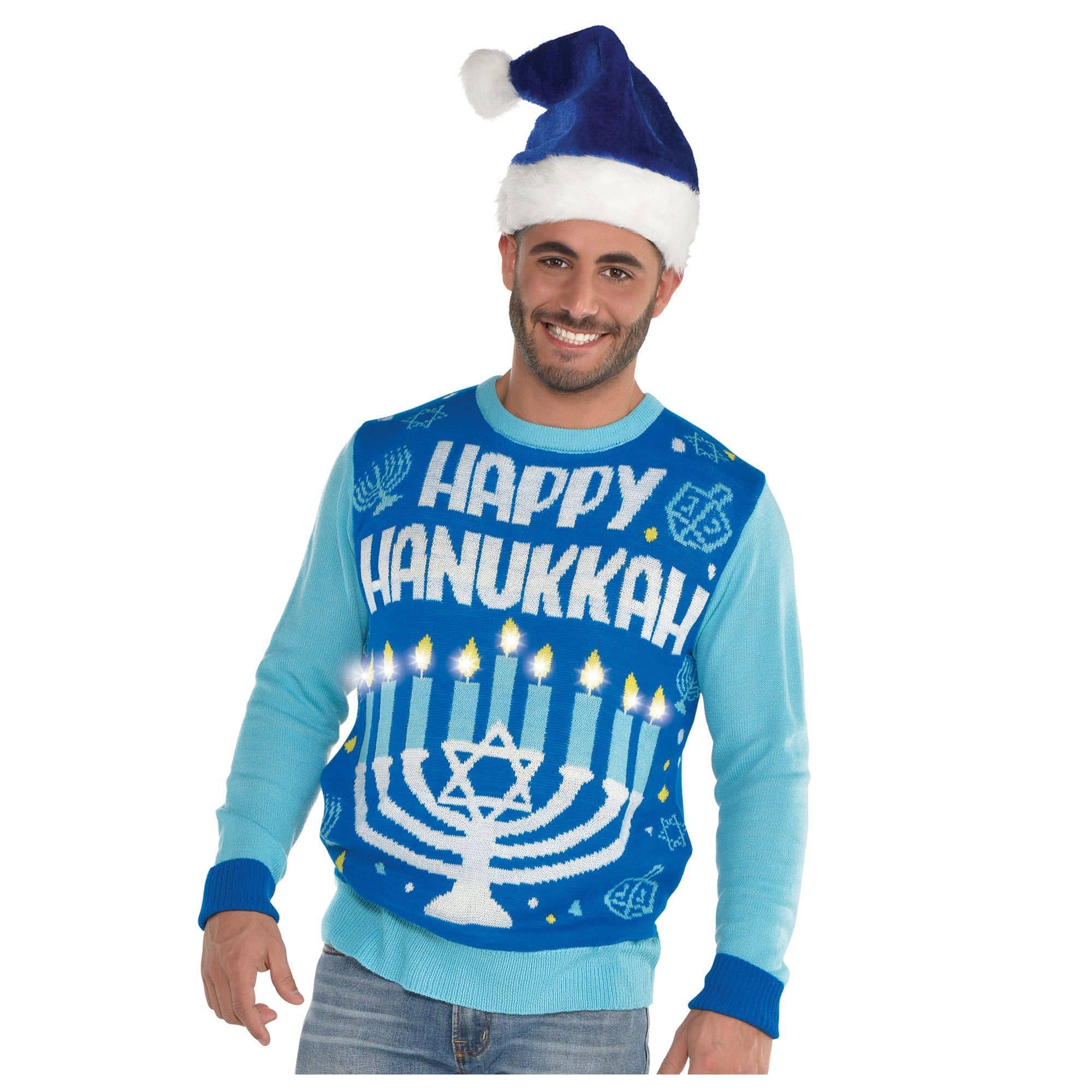 Light-Up Menorah Unisex Hanukkah Sweater、mySite、topwebapps
