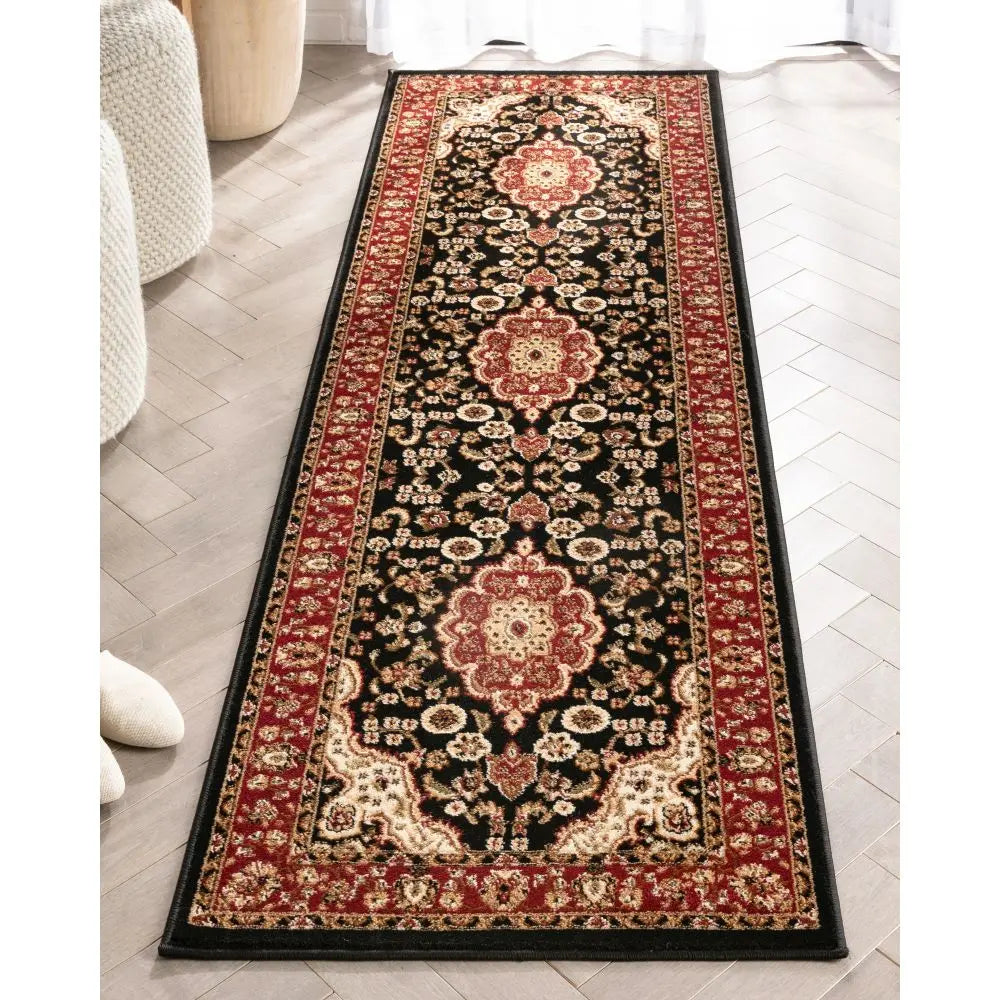 Medallion Kashan Black Traditional Rug、mySite、gigharbornorthrealestate