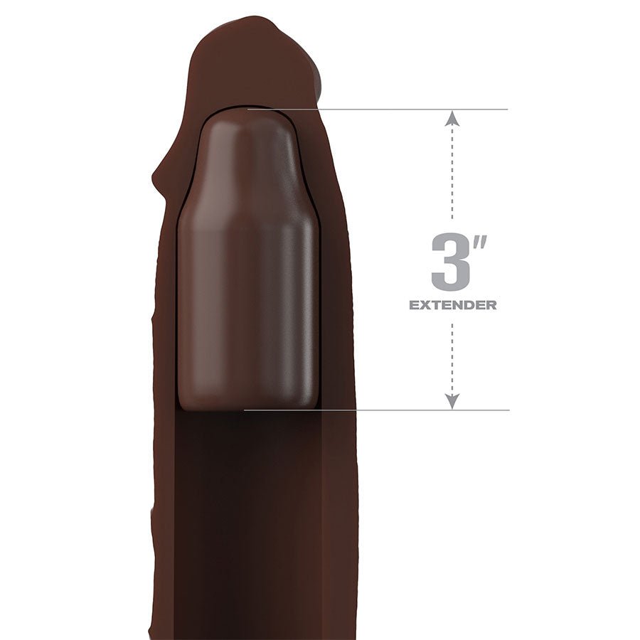9 Inch Realistic X-Tension Silicone Penis Sleeve & Ball Strap Brown、mySite、bottomscart
